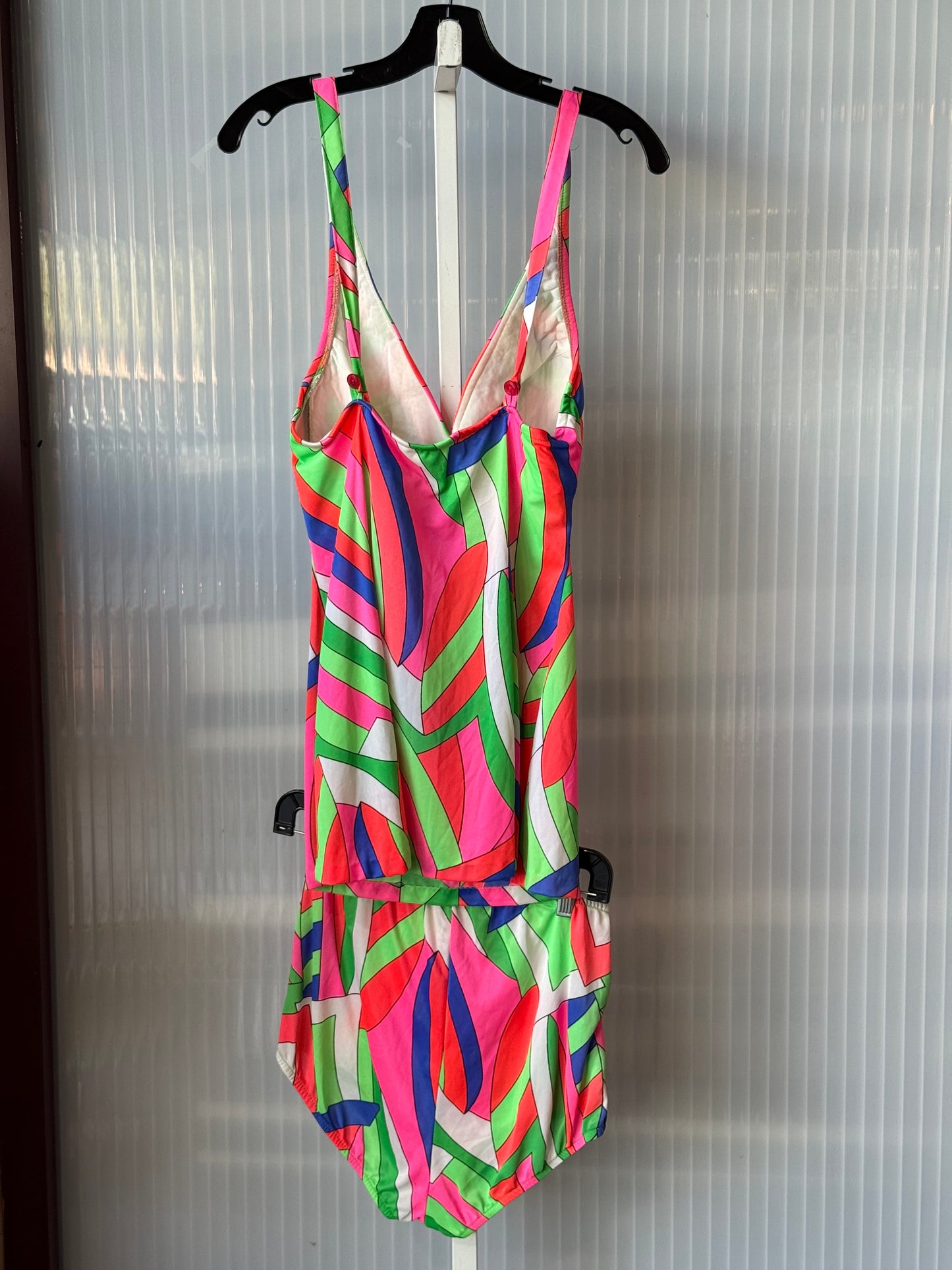 1970s Sears Neon Geometric 2-Piece Swimsuit Set