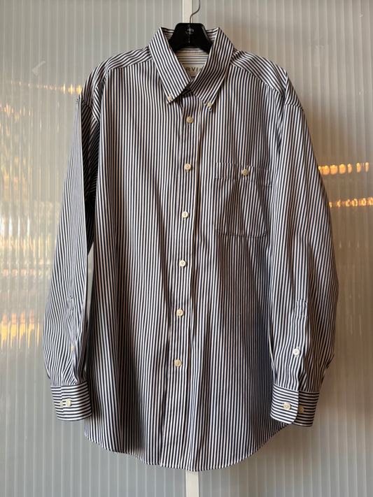 2000s Blue & White Striped Button-down Shirt
