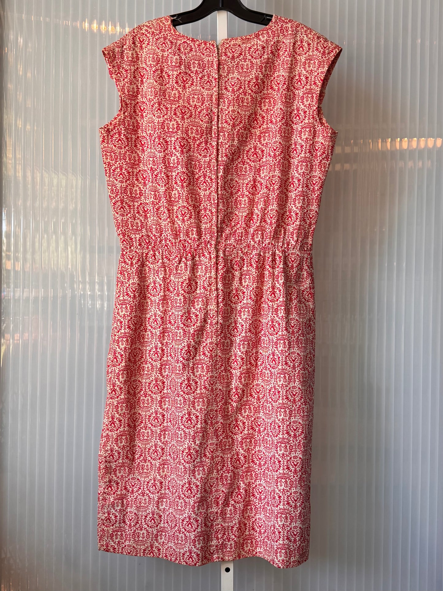 1950s Red & White Floral Sleeveless Dress