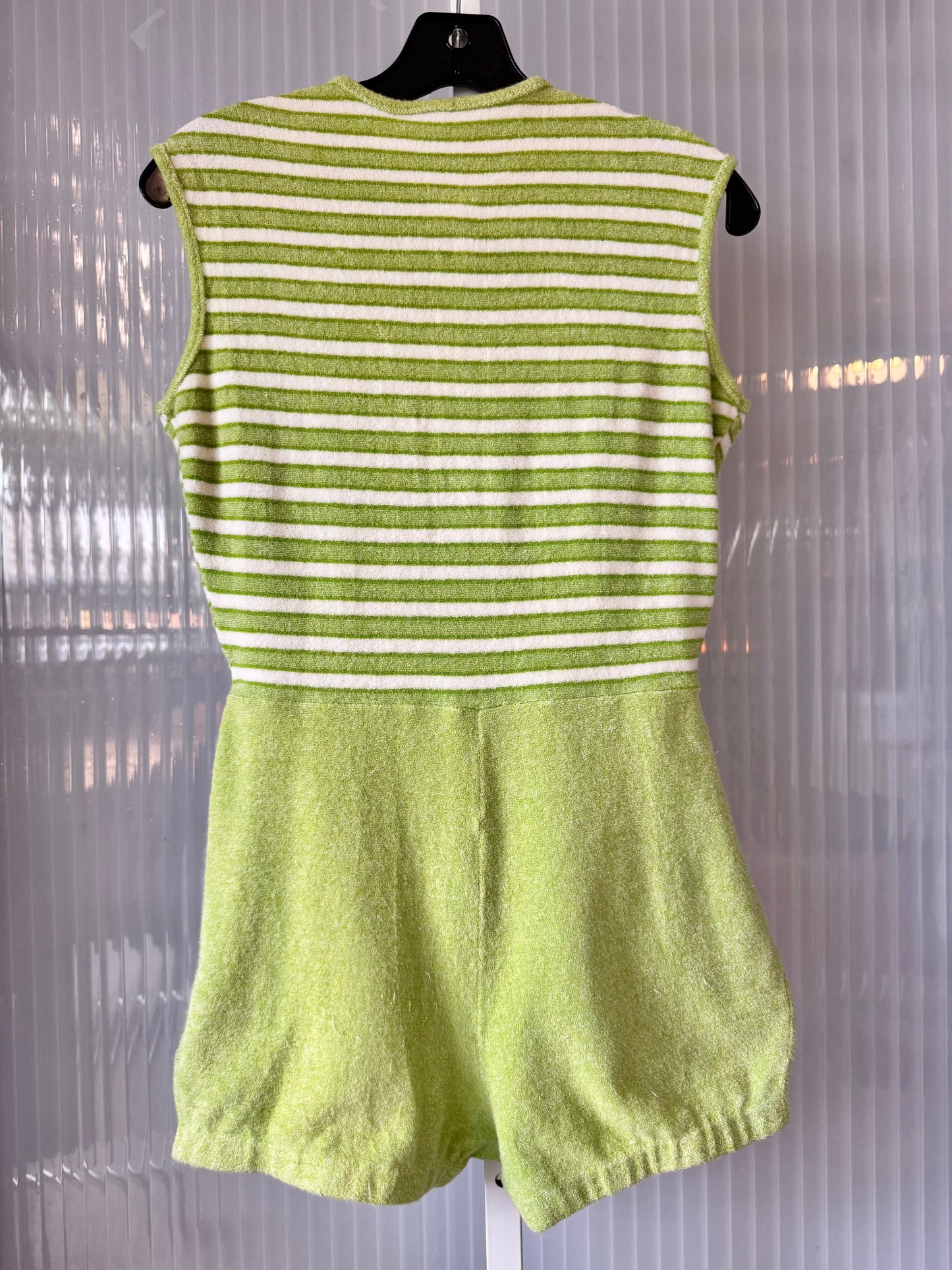 1960s Green & White Striped Terry Cloth Romper
