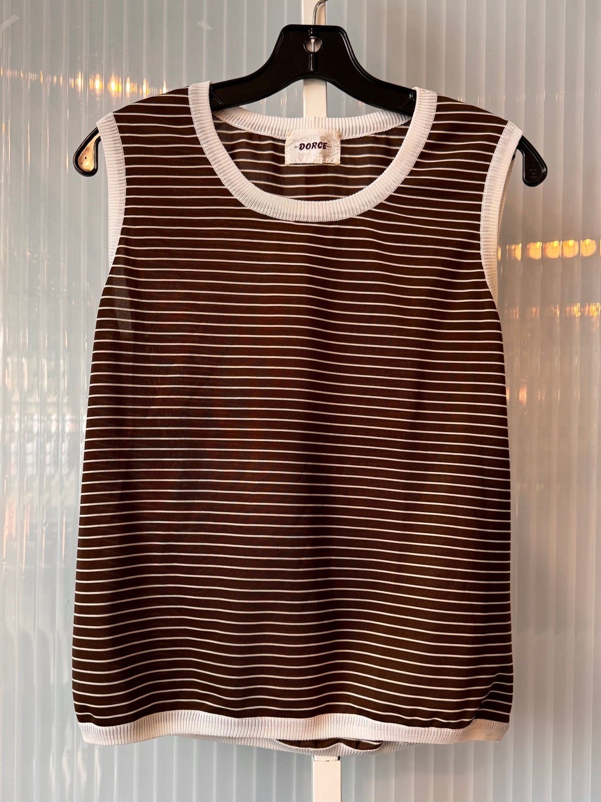 1970s Brown & White Striped Top