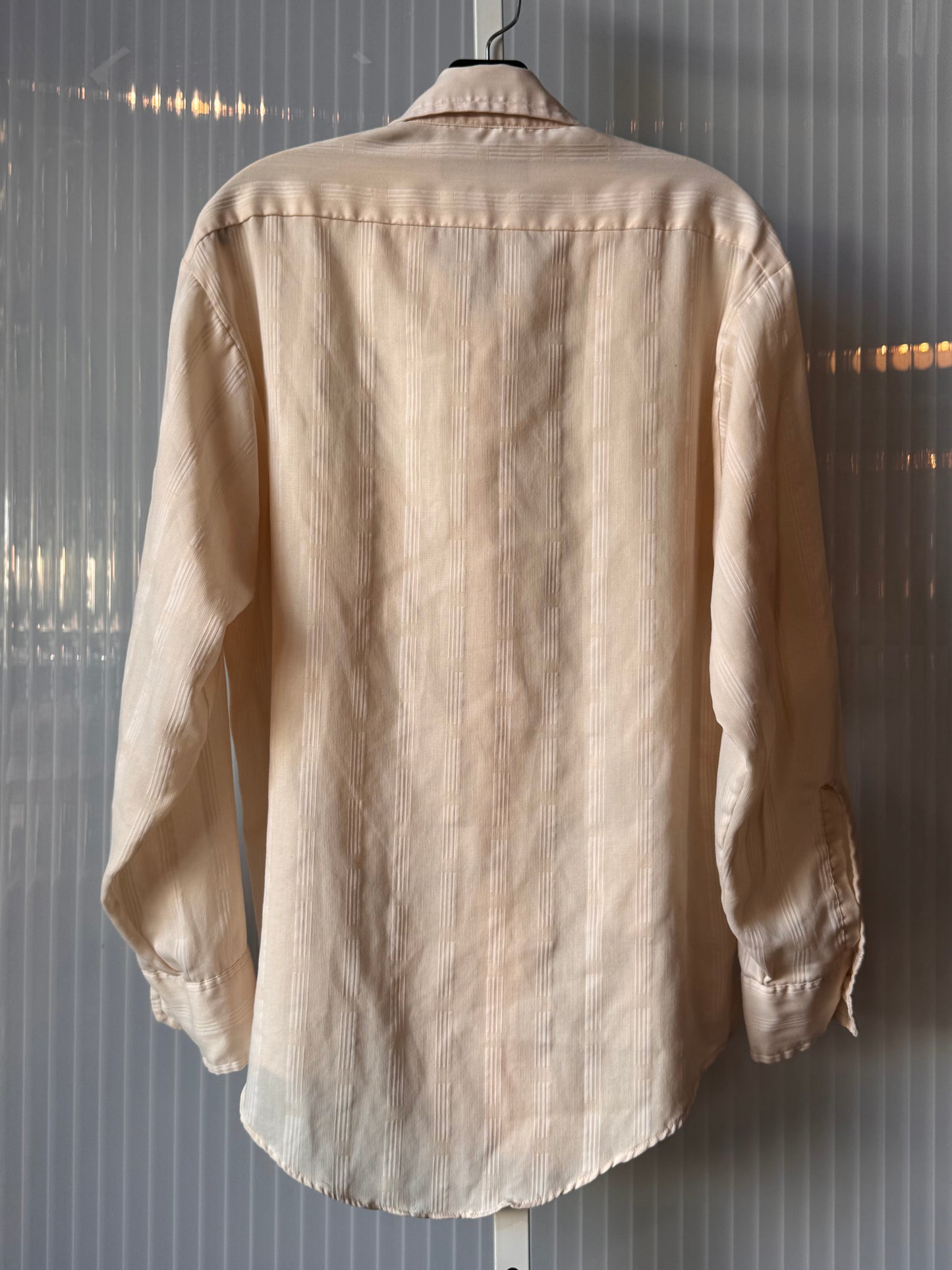 1970s Cream Striped Point-Collar Button Up Shirt