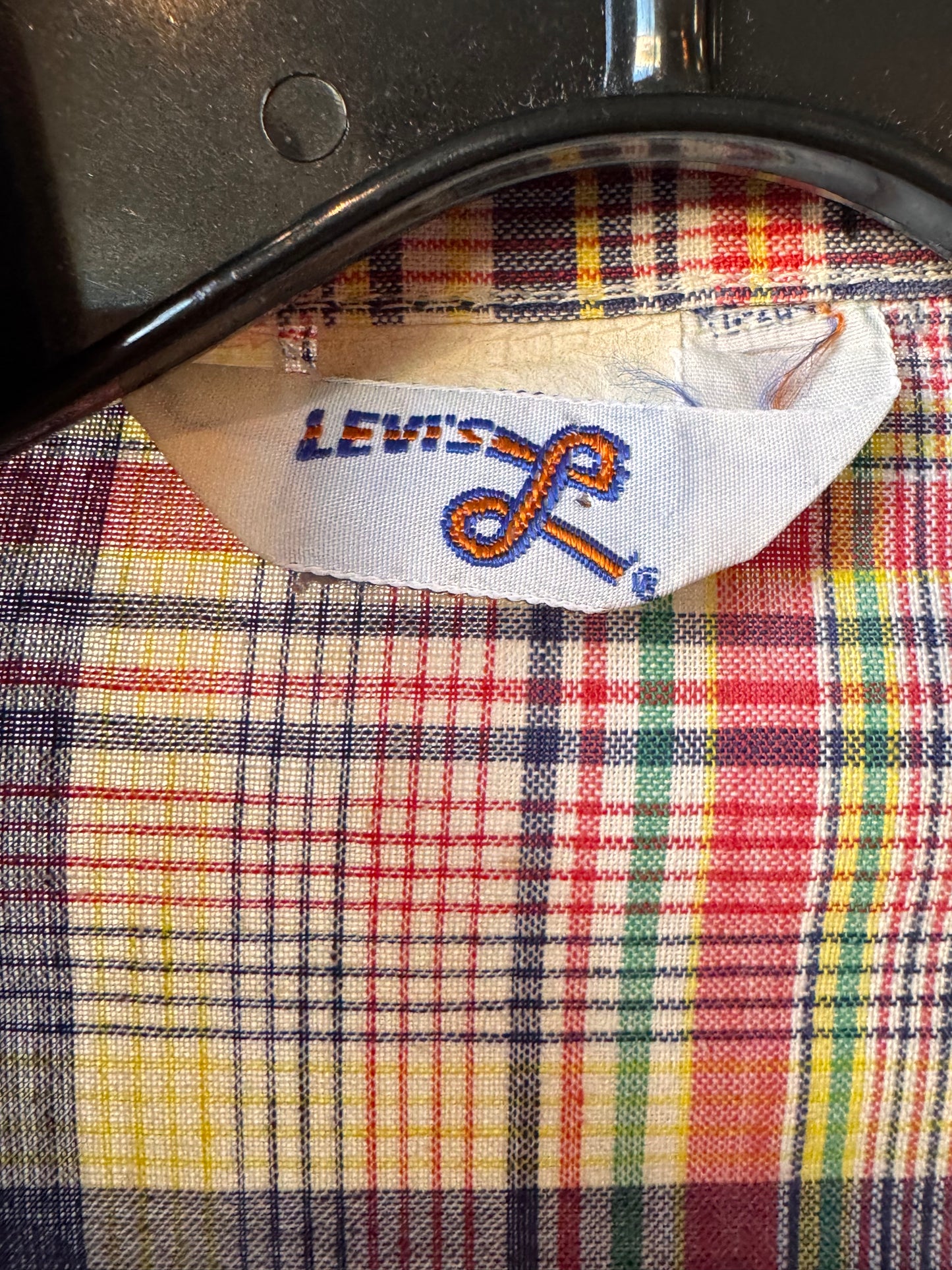 1970s Multicolor Plaid Levi’s Button-Up Point Collar Blouse