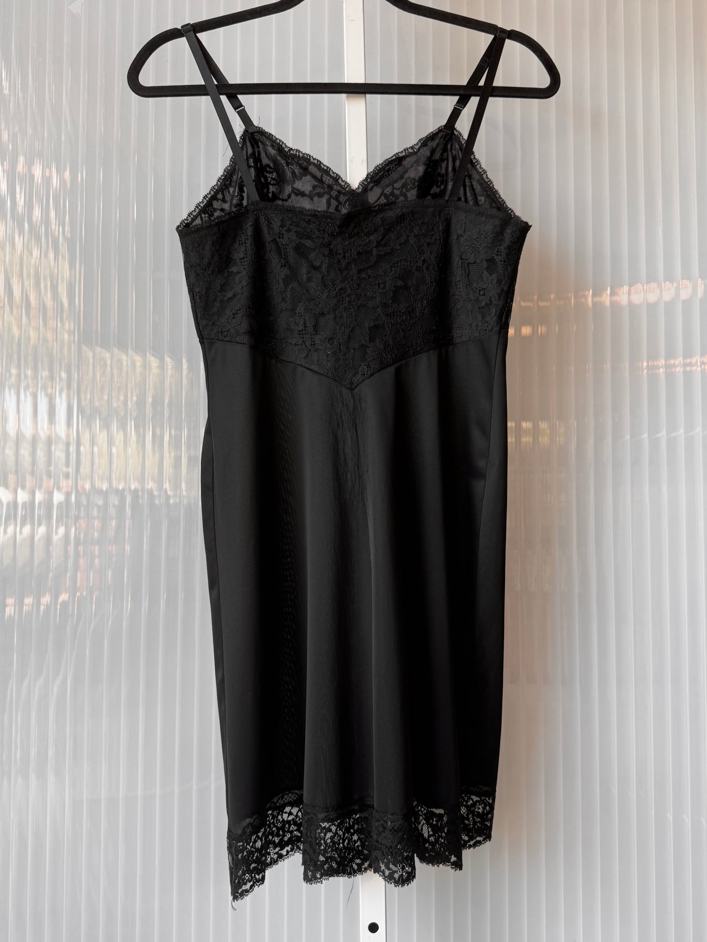 1950s Black Lace Slip
