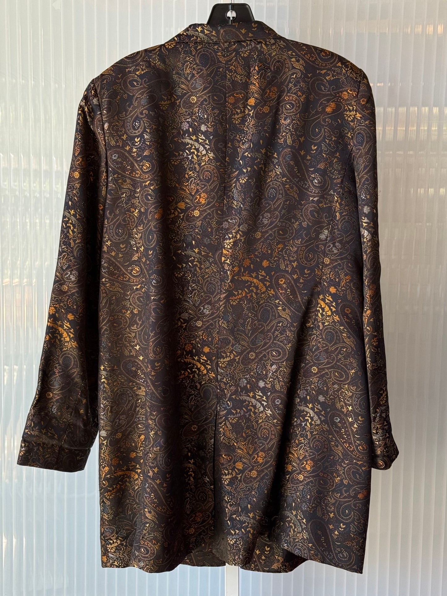 1980s Black & Brown Jacquard Paisley Print Blazer