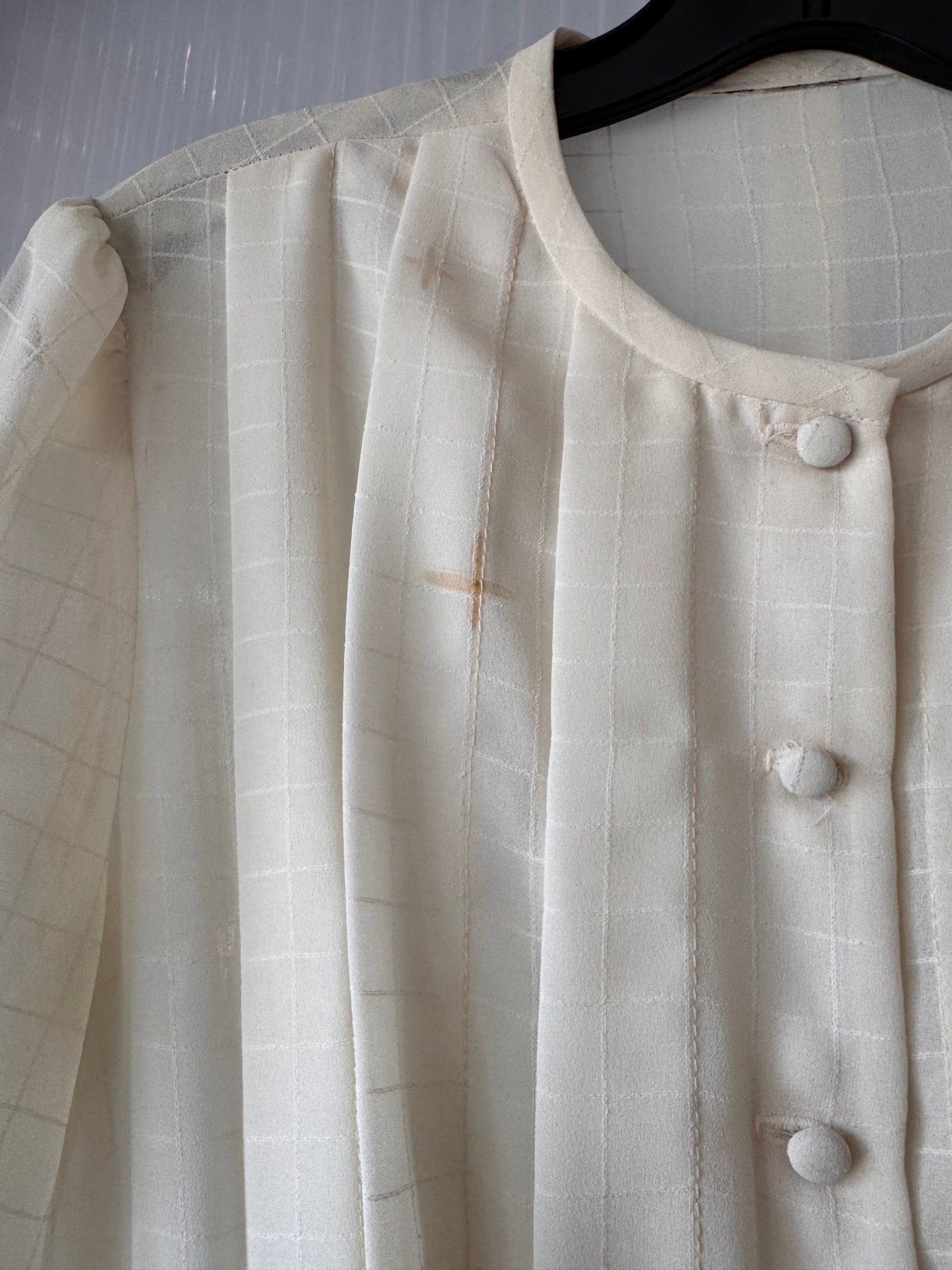 1960s Sheer Ivory Shirtwaist Dress