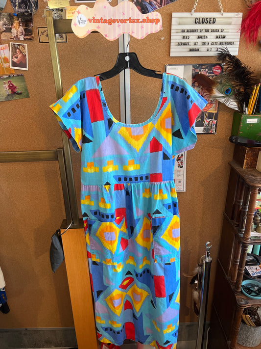 1980s Appel Multicolored Dress