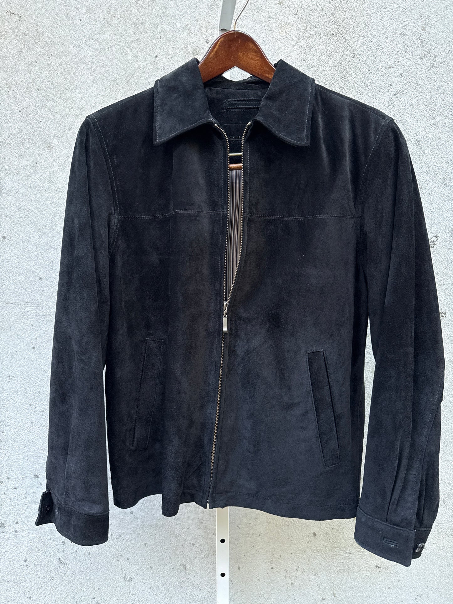 1990s Black Suede Zip-Up Bomber Jacket
