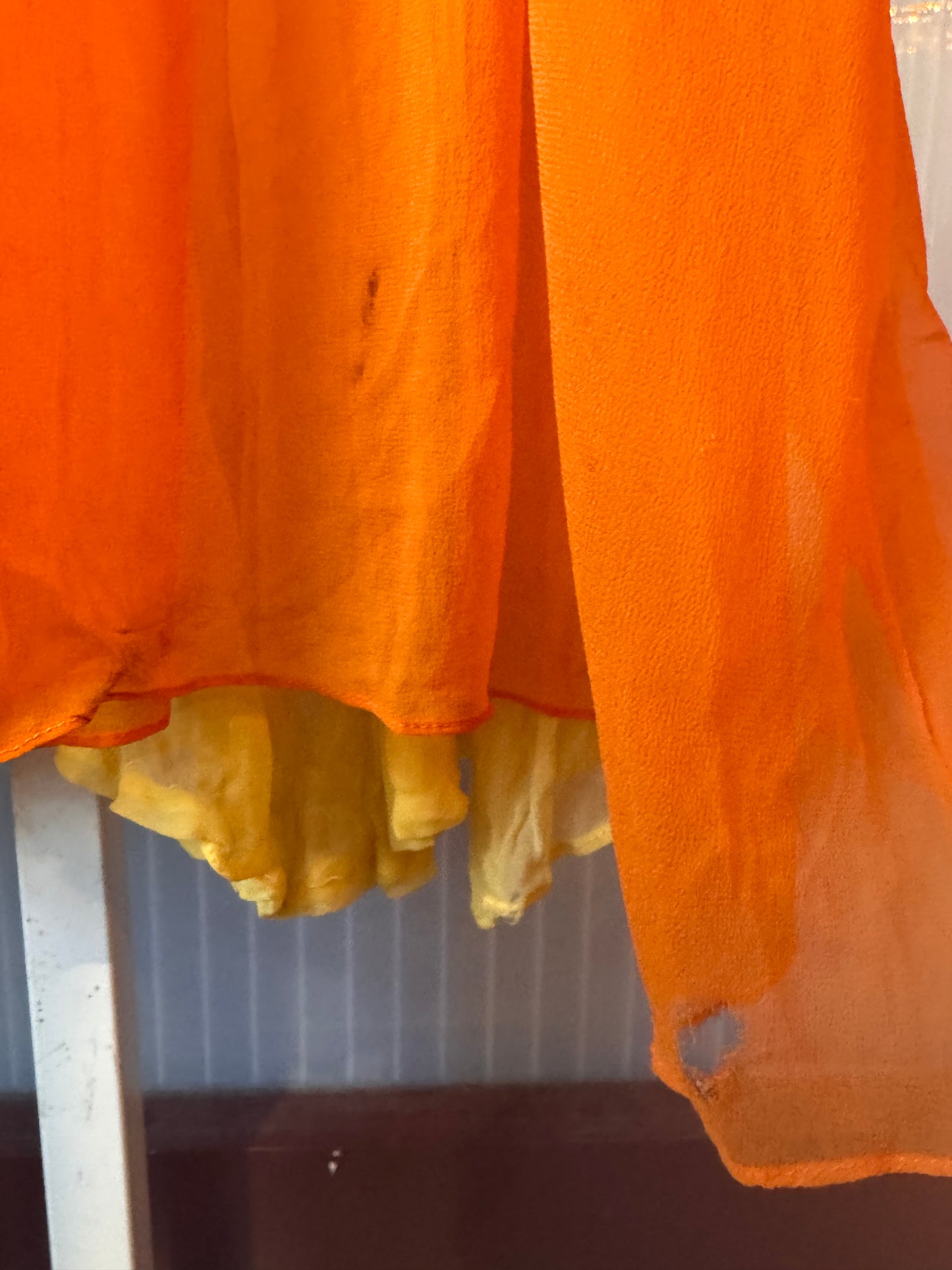 1960s Sherbet Orange Empire-Waist Dress