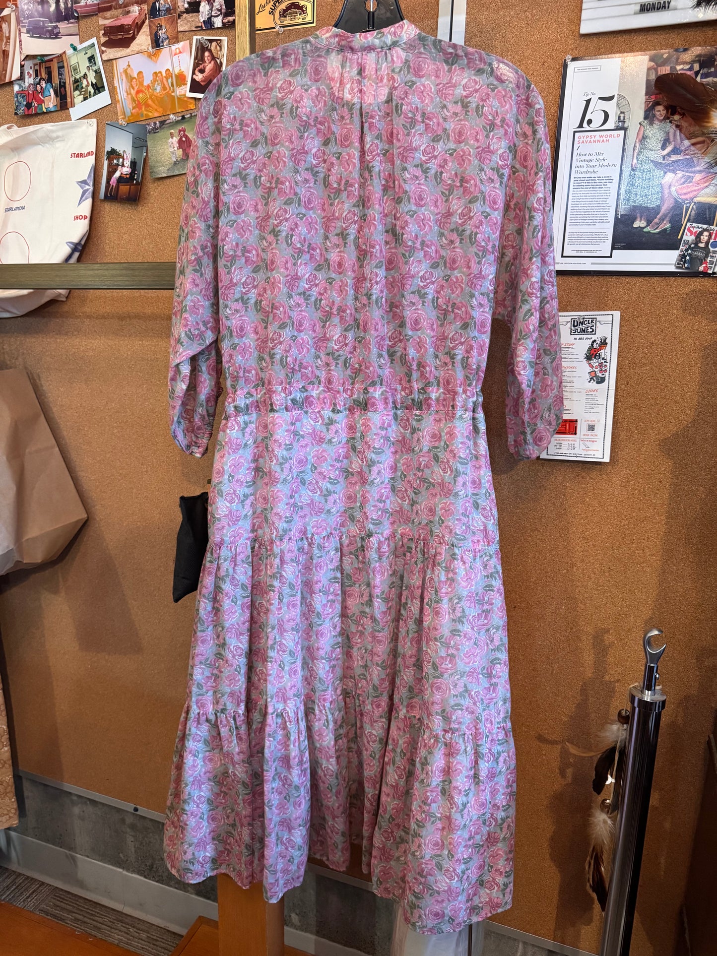 1970s Pink Floral Dress