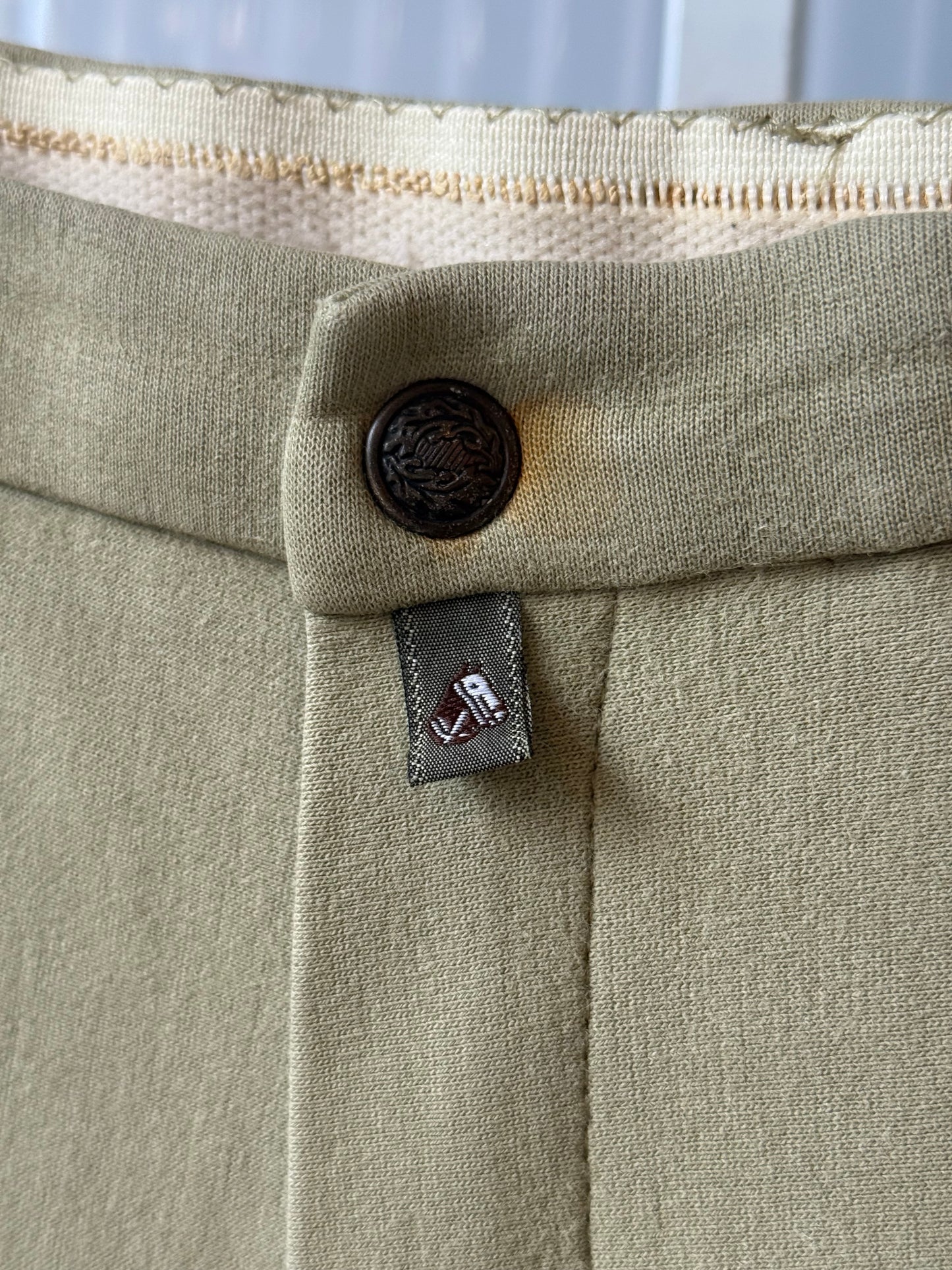 Olive Green Riding Breeches Pants w/ Suede Patches