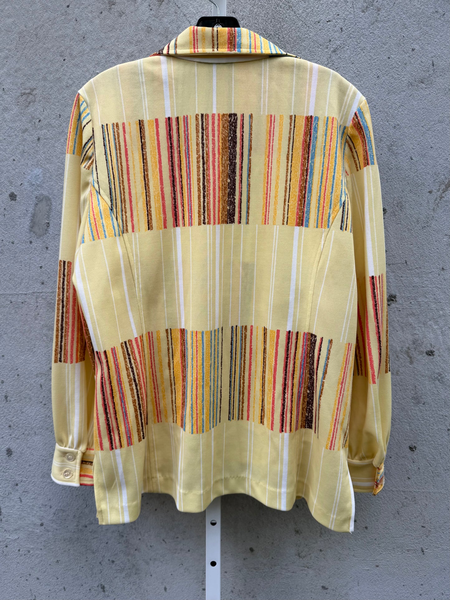 1970s Yellow Printed Tank and Collared Shirt Set