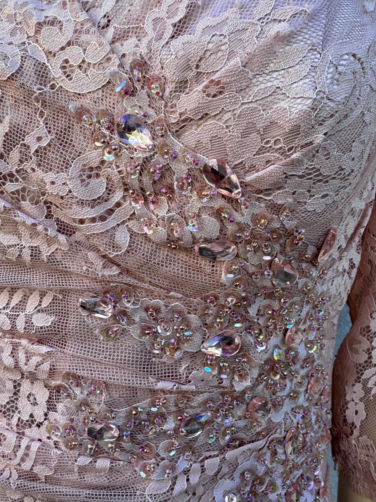 Blush Pink Lace Mother of Bride Wedding Dress