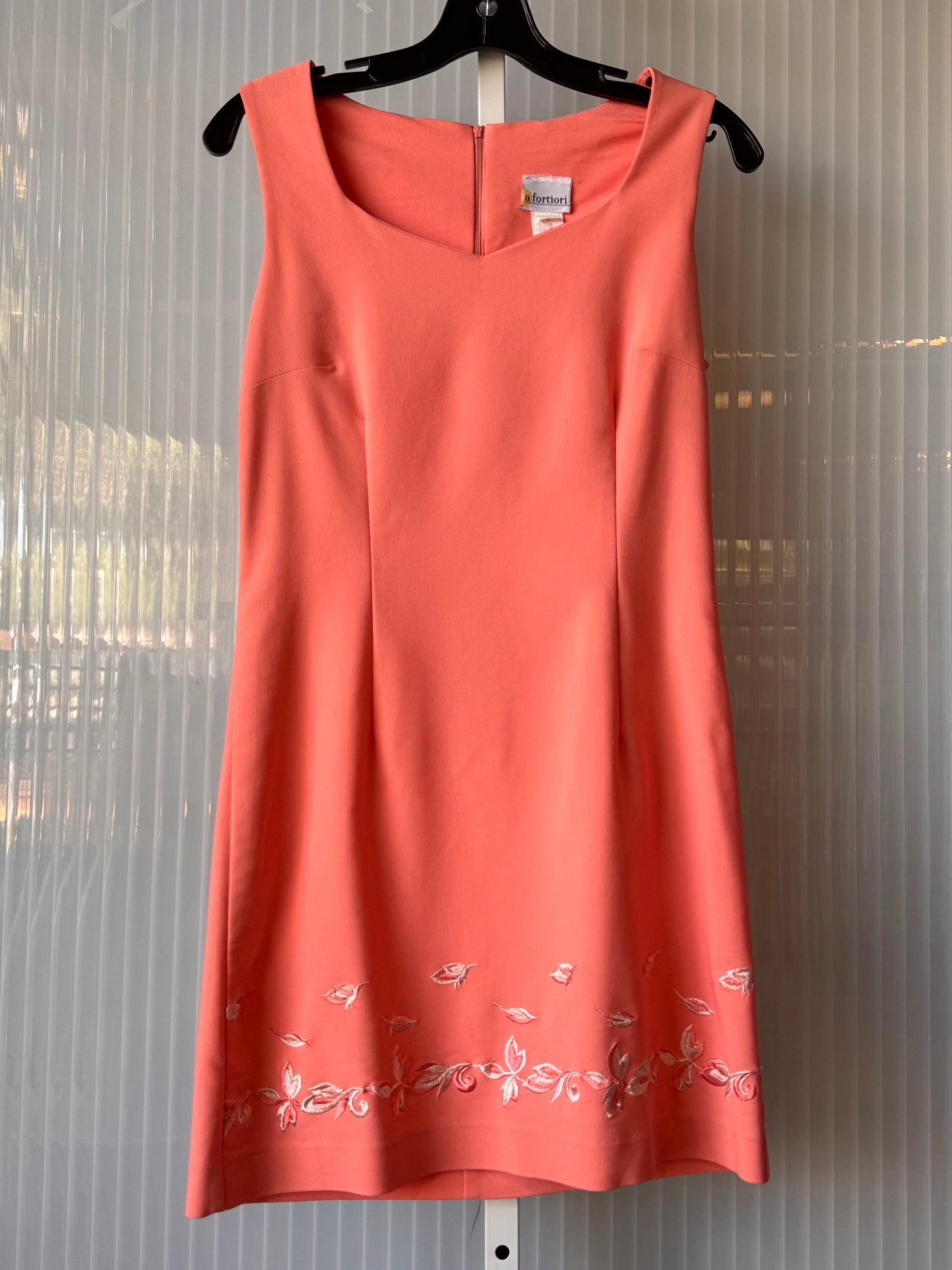1970s Coral Floral Embroidered Mini Dress