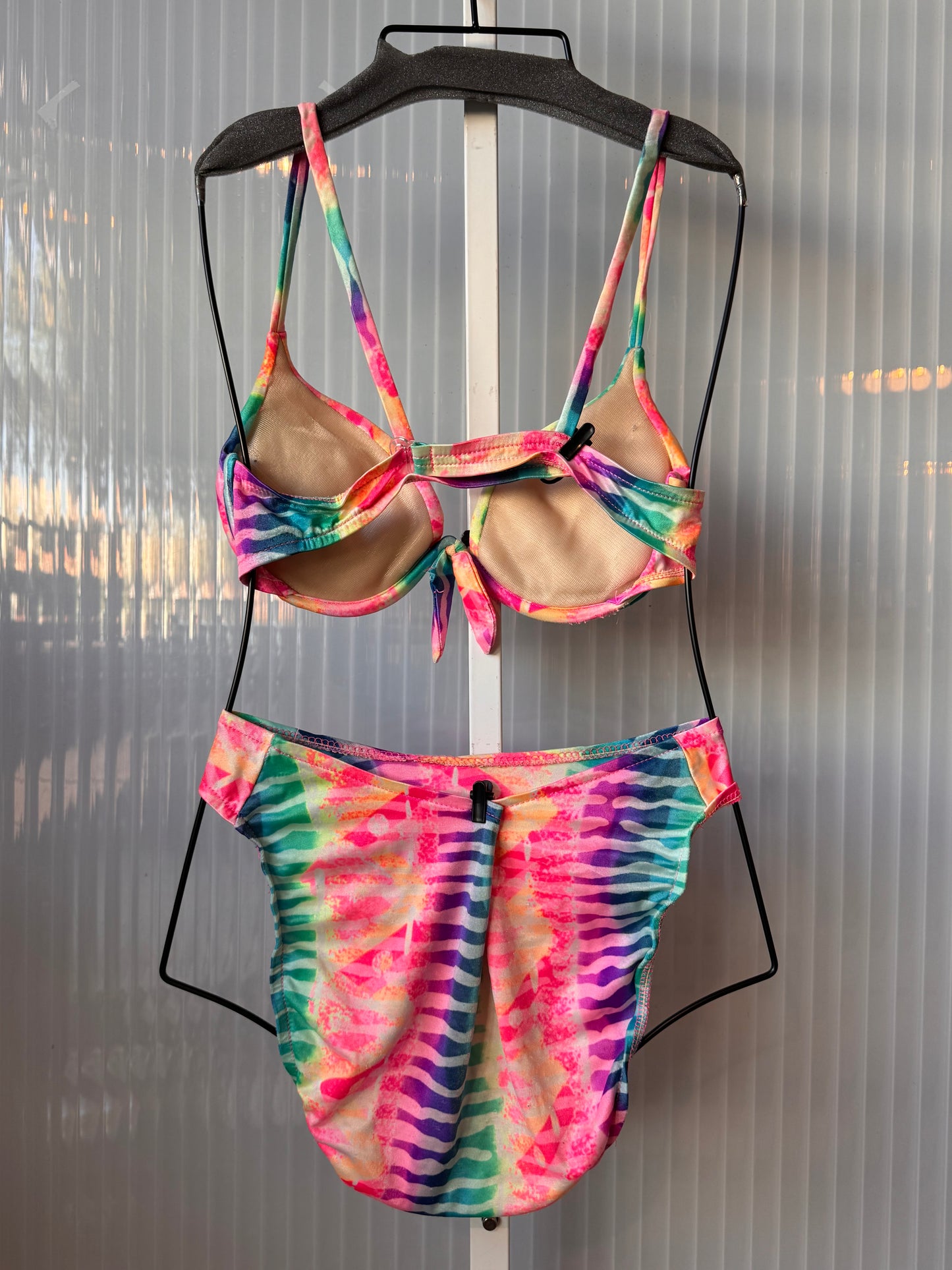 1990s Rainbow Zebra Bikini Set