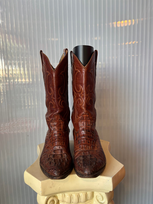 Los Altos Brown Caiman Hornback Boots