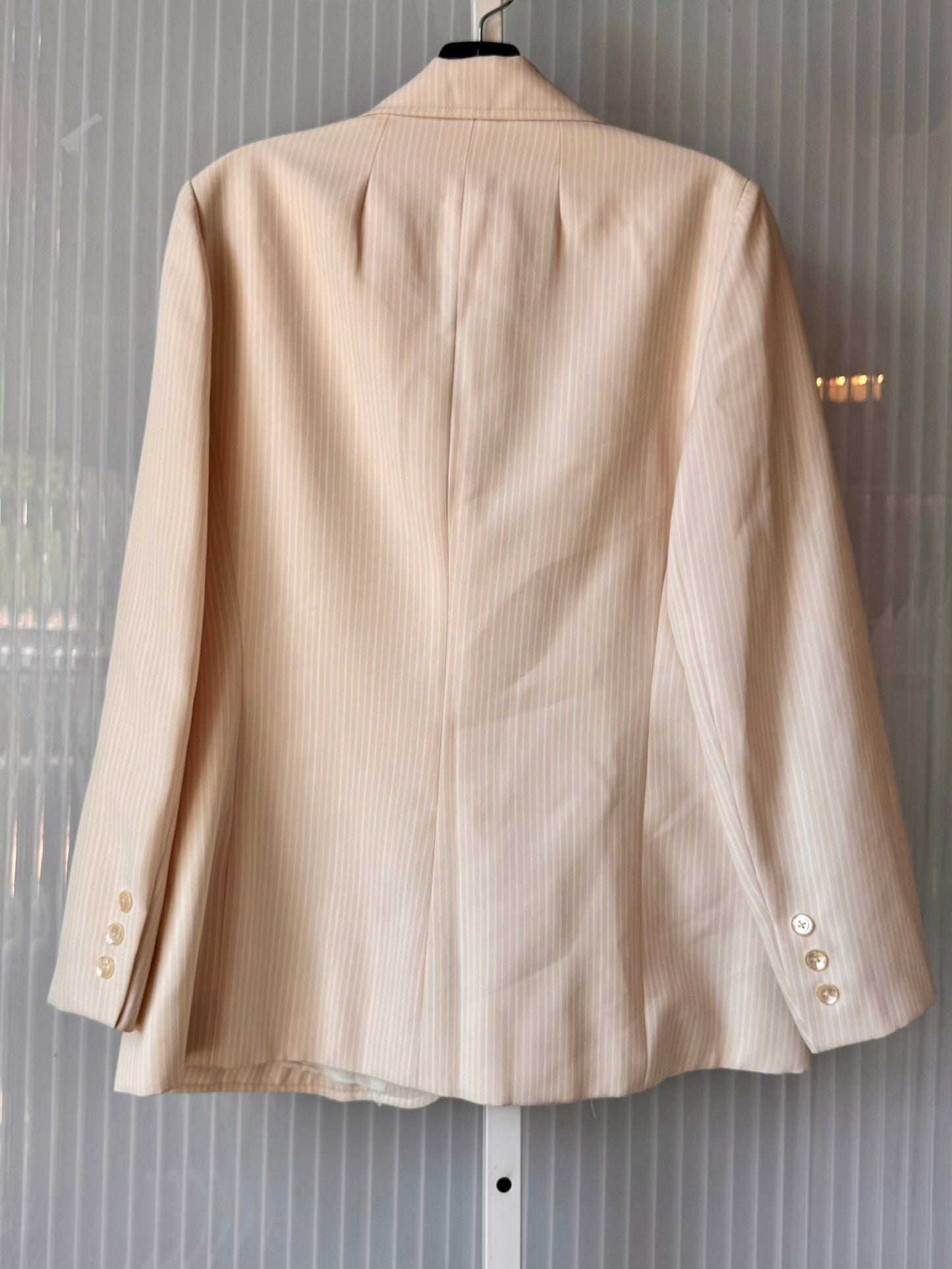 1970s Cream & White Pinstripe Jumpsuit & Blazer Set