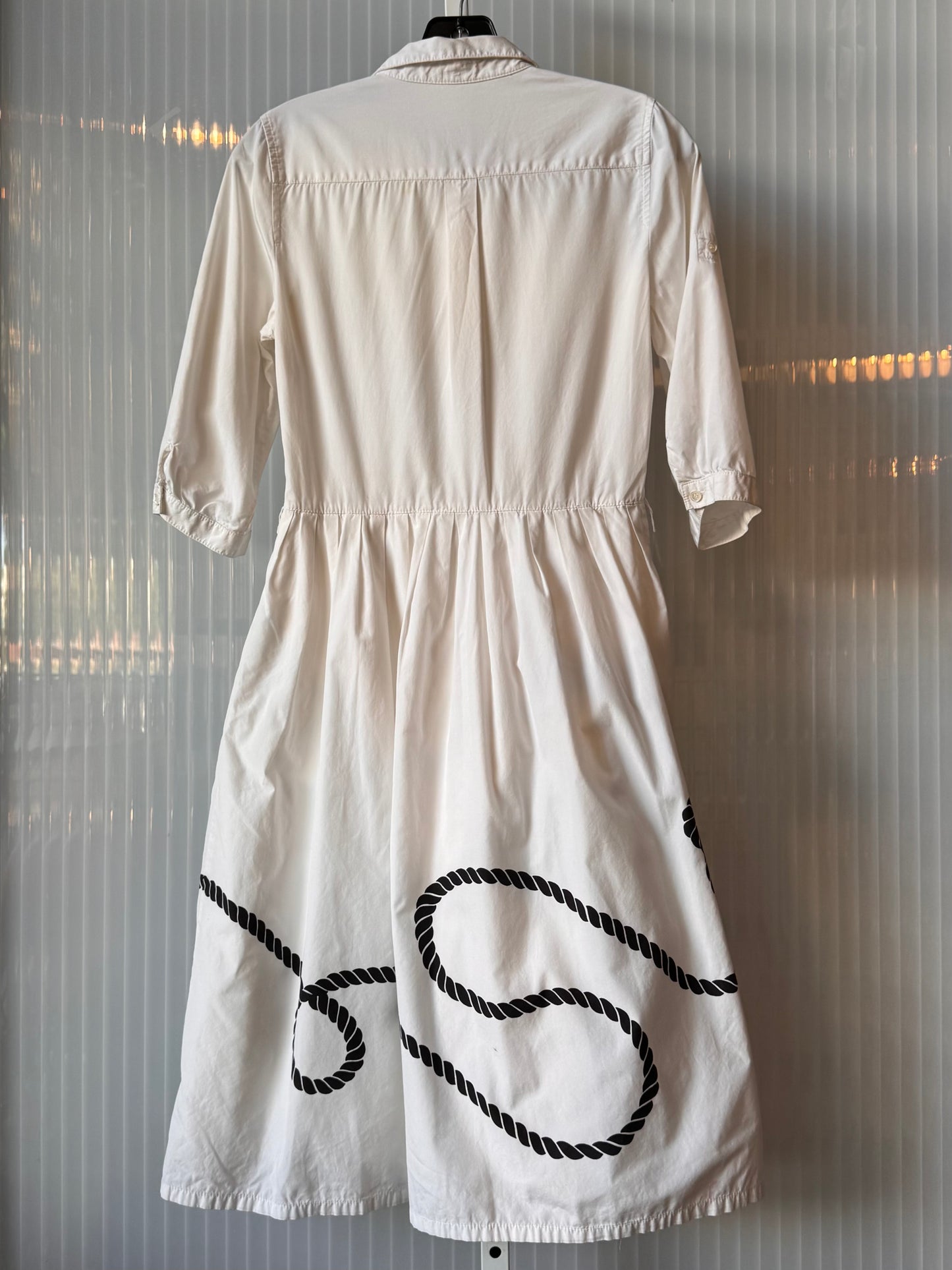 2000s White Shirtwaist Dress with Black Anchor Print
