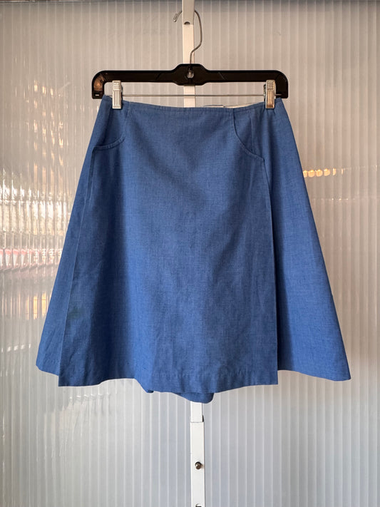 1970s Chambray Blue Skort