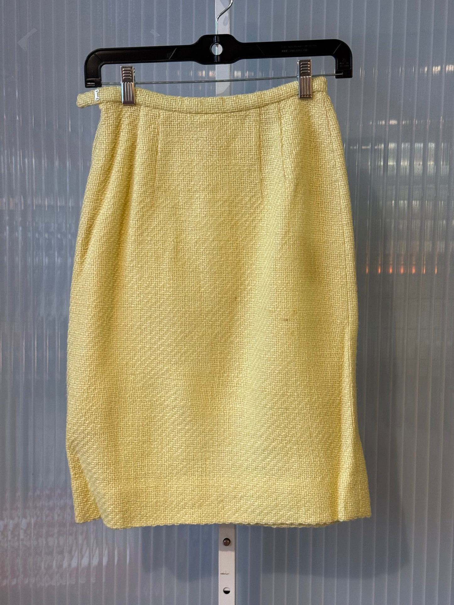 1970s Yellow Knit Blazer & Skirt Set with Fabulous Buttons