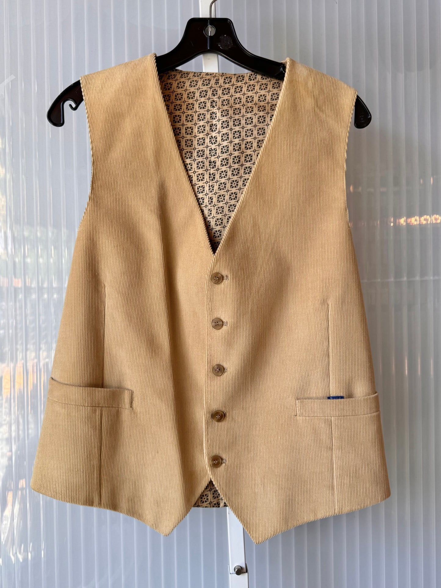 1970s Cream Corduroy Vest & Pants Suit Set