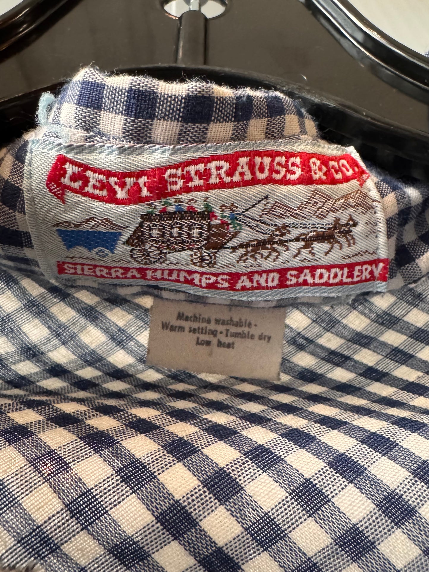 Levi's Blue and White Checked Western Button up