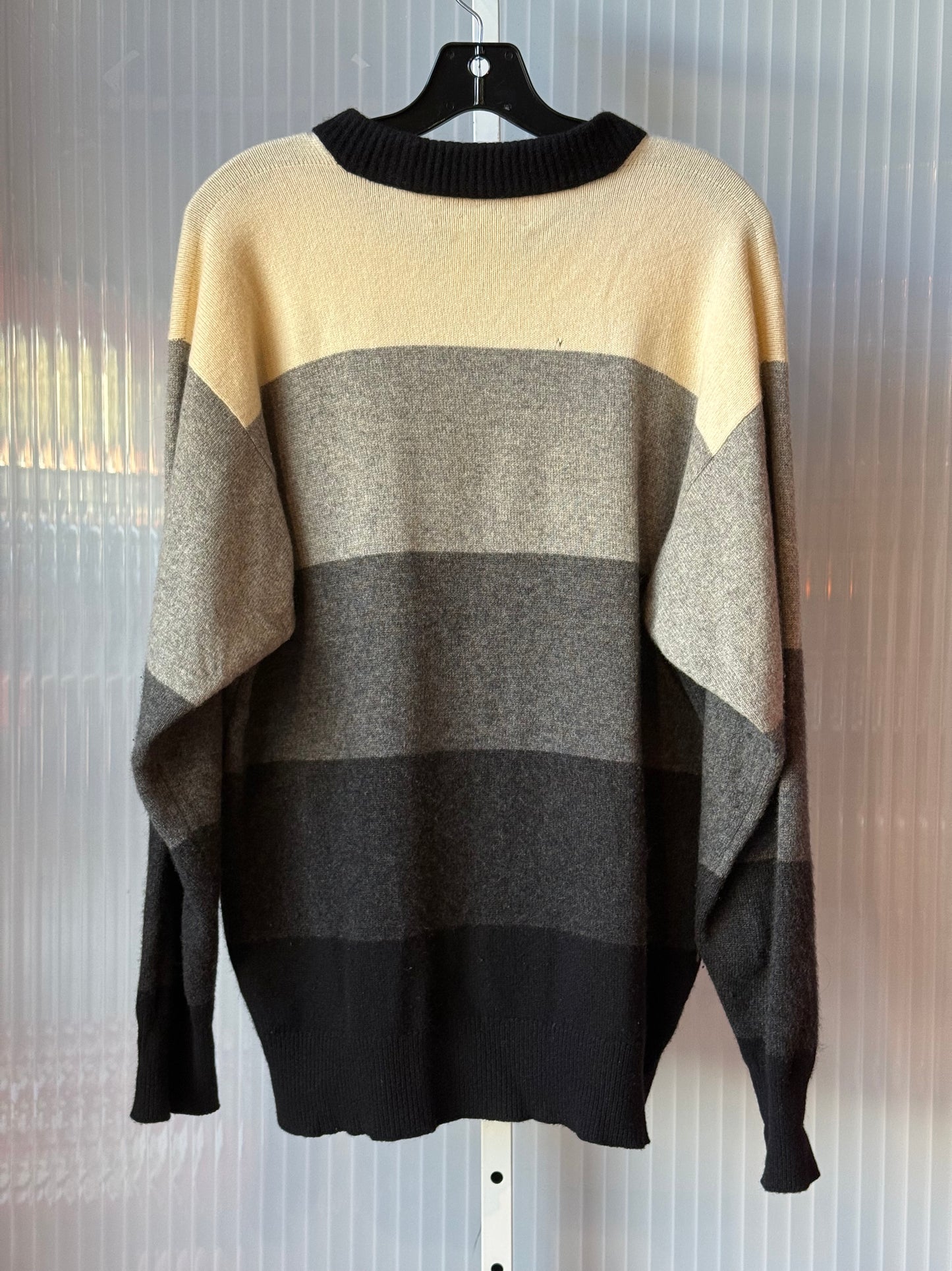 1980s Grey & White Striped Scottish Cashmere Sweater
