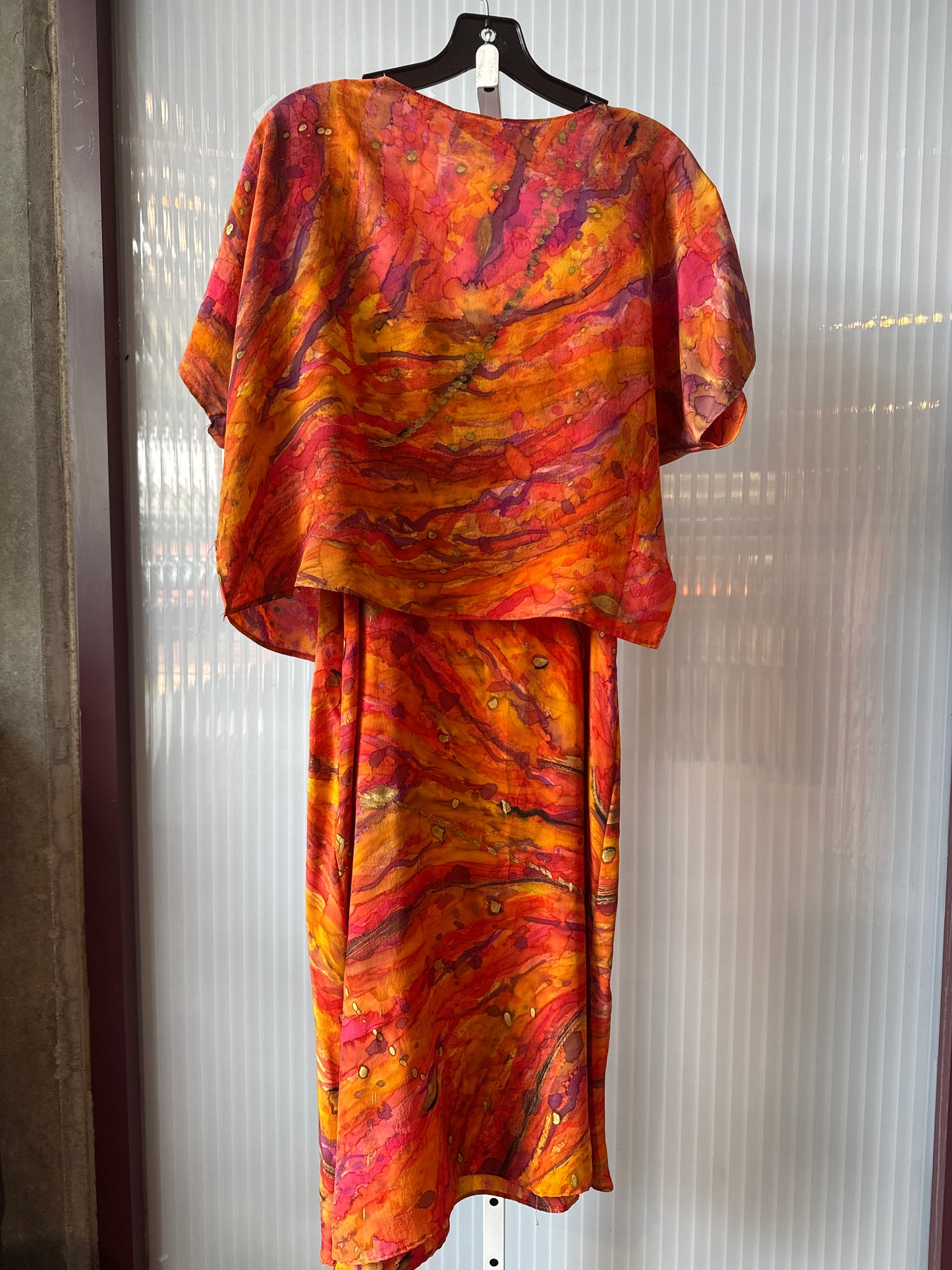 1990s Pure Silk Flower Patterned Dress Set
