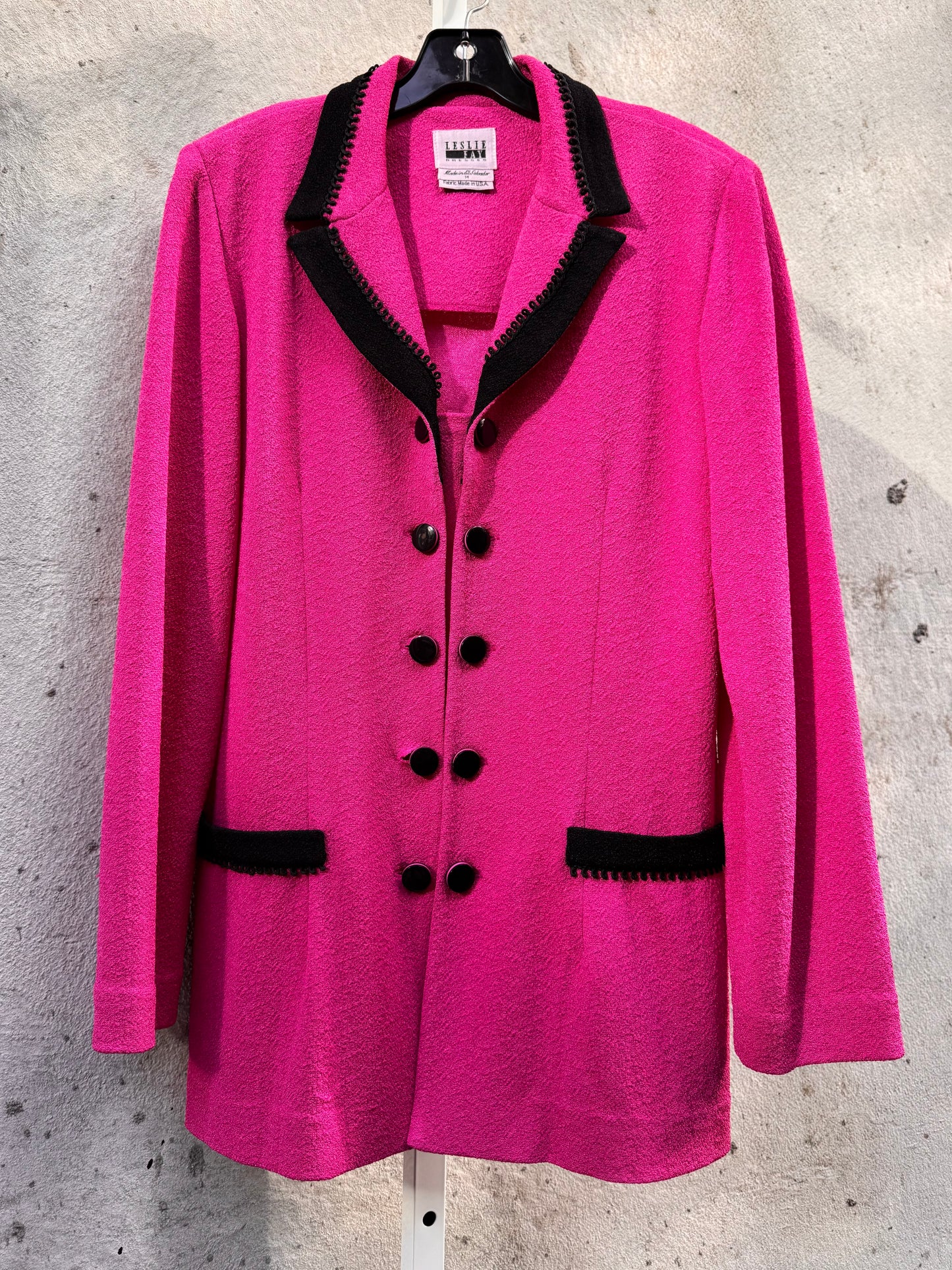 1980s Fuchsia & Black Blazer