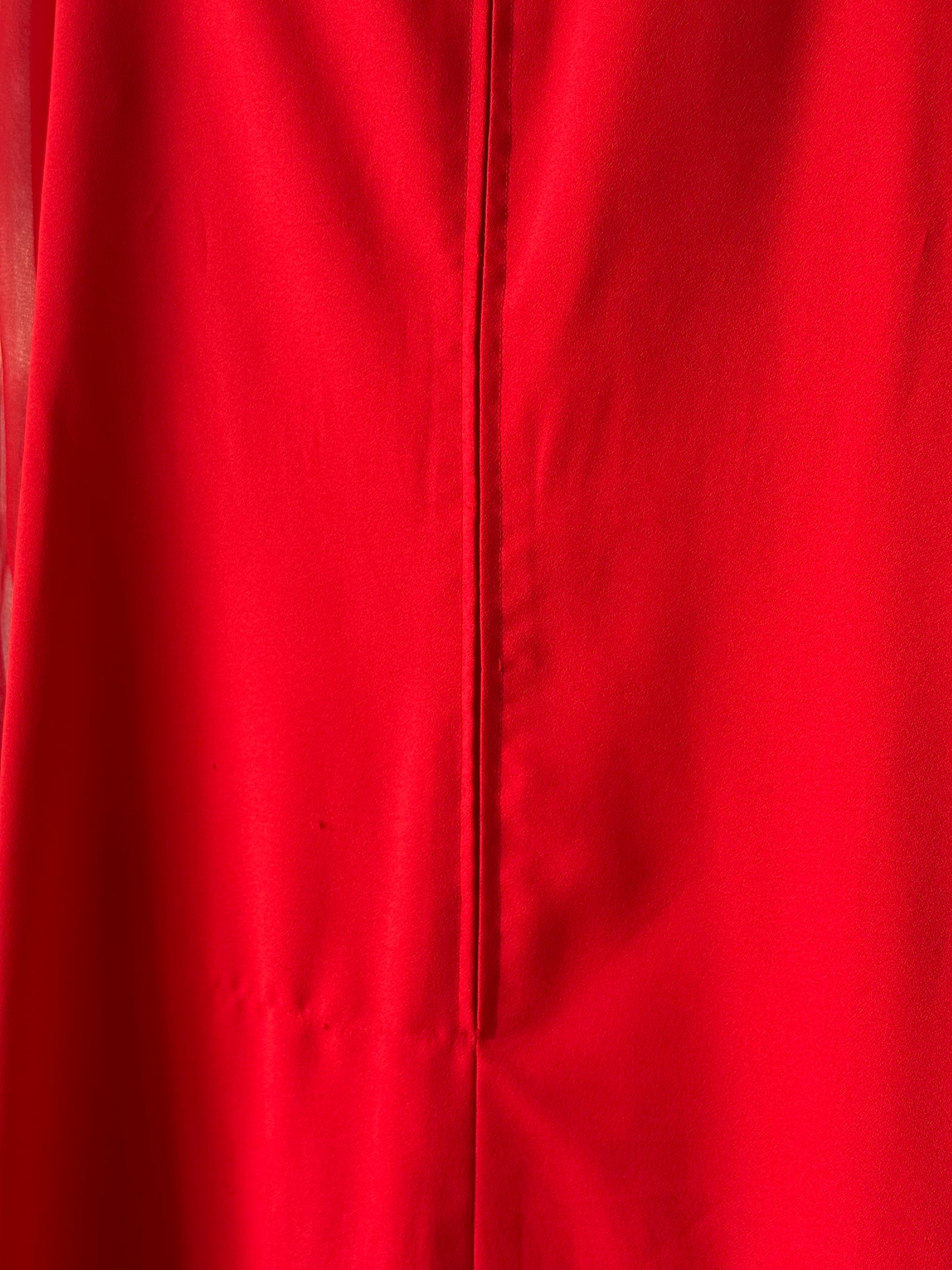 1970s Red Sheer-Sleeve Gown with Sequin Collar & Cuff