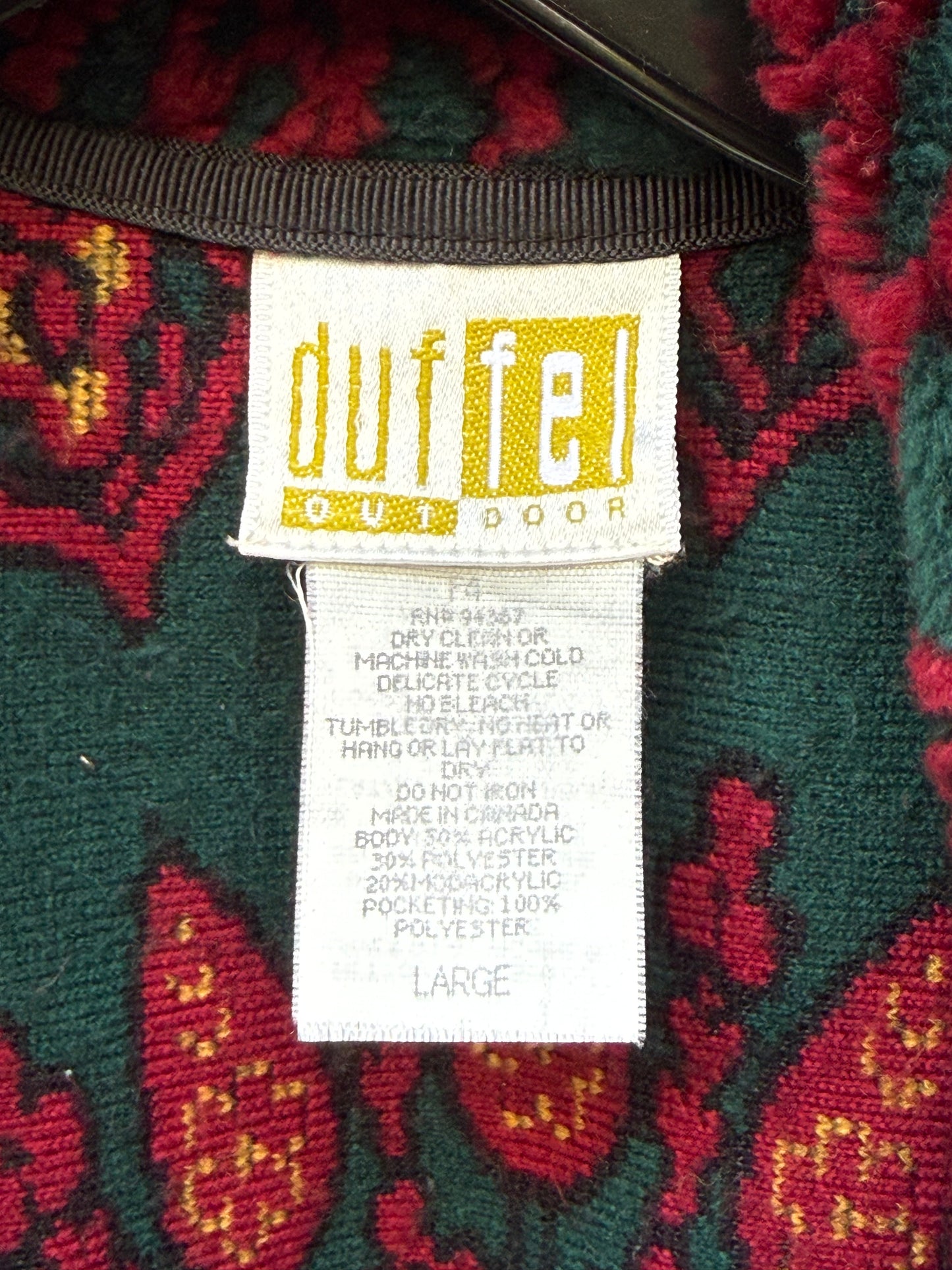 1980s Maroon & Green Fuzzy Jacket w/ Waist Cinch