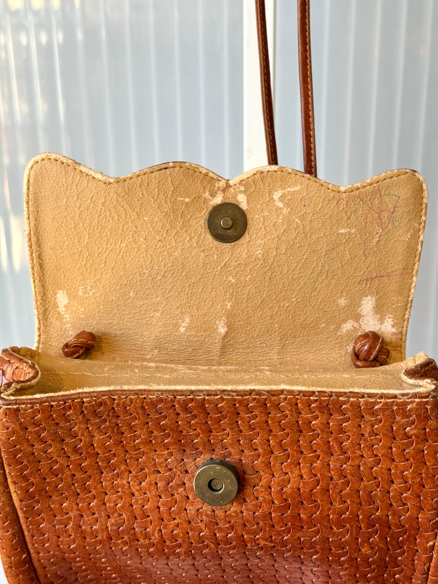 Furla Brown Leather Woven Bag