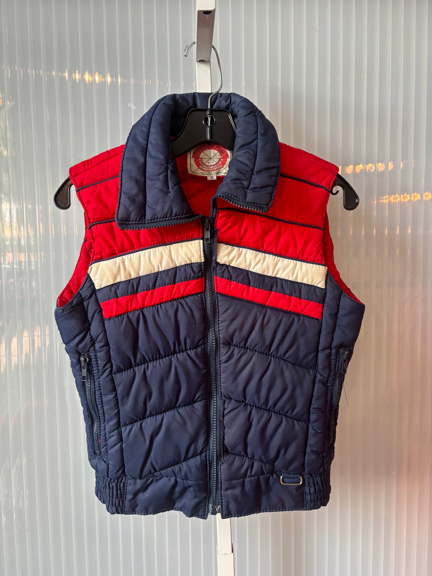 1980s Red, White, and Blue Puffer Vest