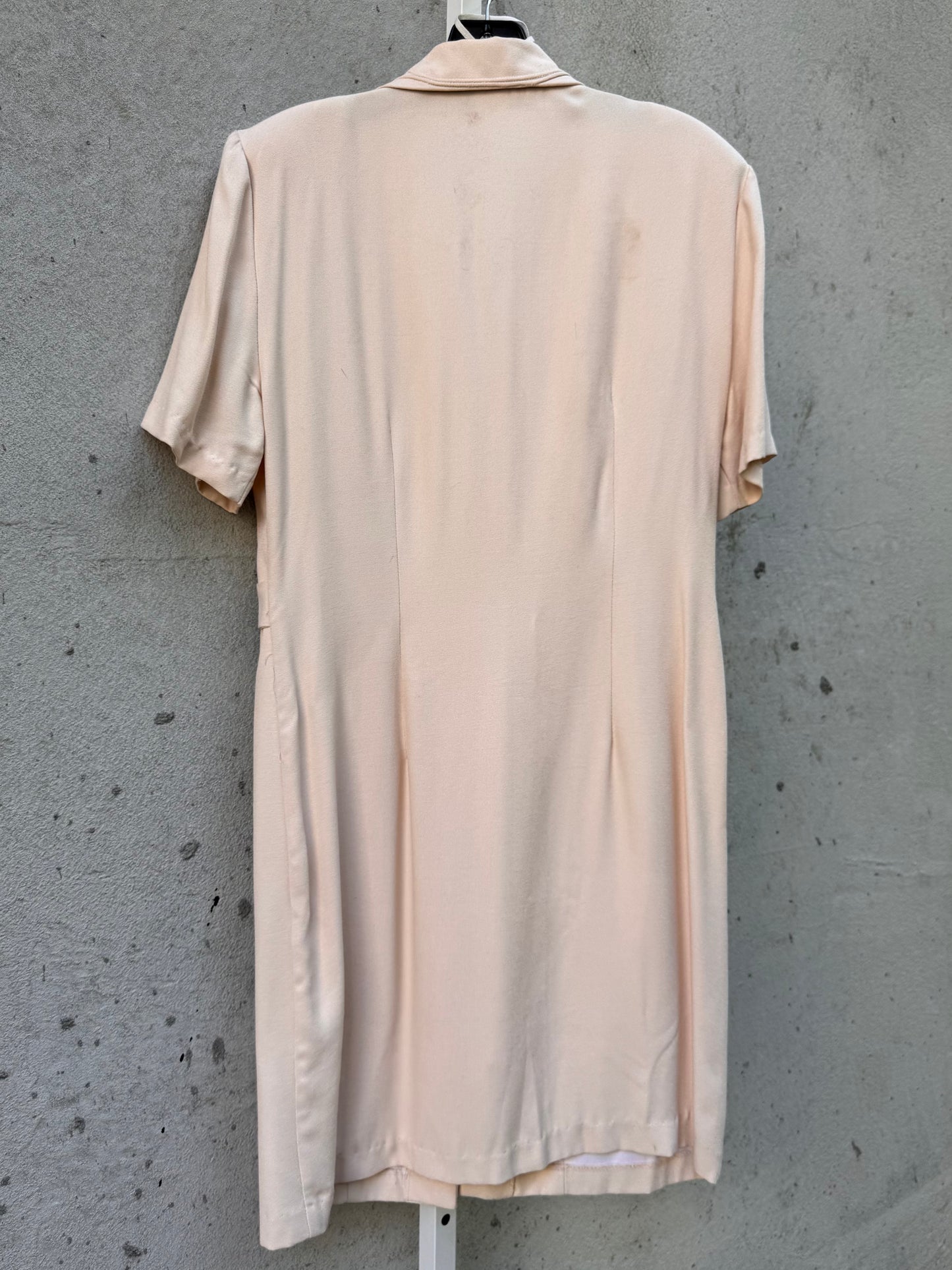 1980s Cream Jacket Dress with Leopard Buttons & Buckles