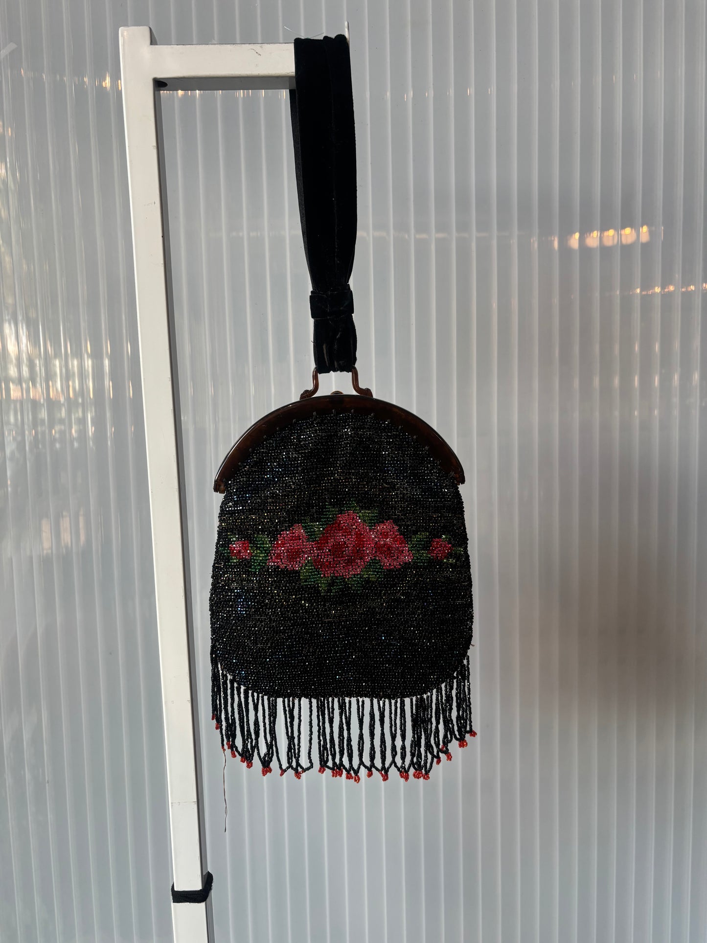 1920s Art Deco Beaded Rose Evening Bag