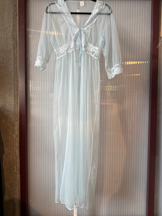 1950s Baby Blue Sheer Nylon Robe