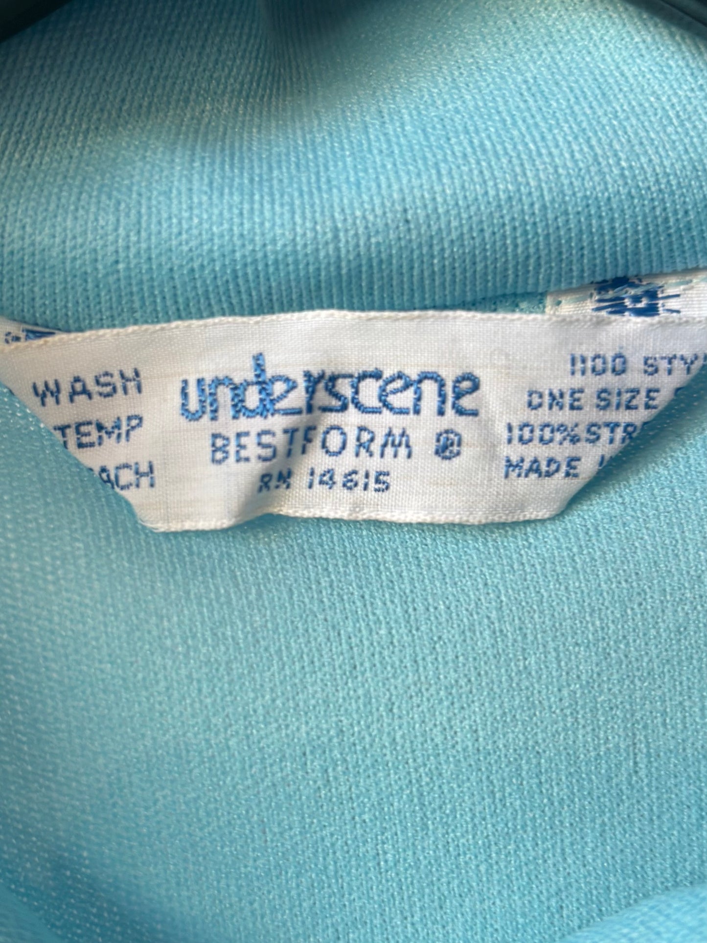 1970s Light Blue Short Sleeve Collared Bodysuit