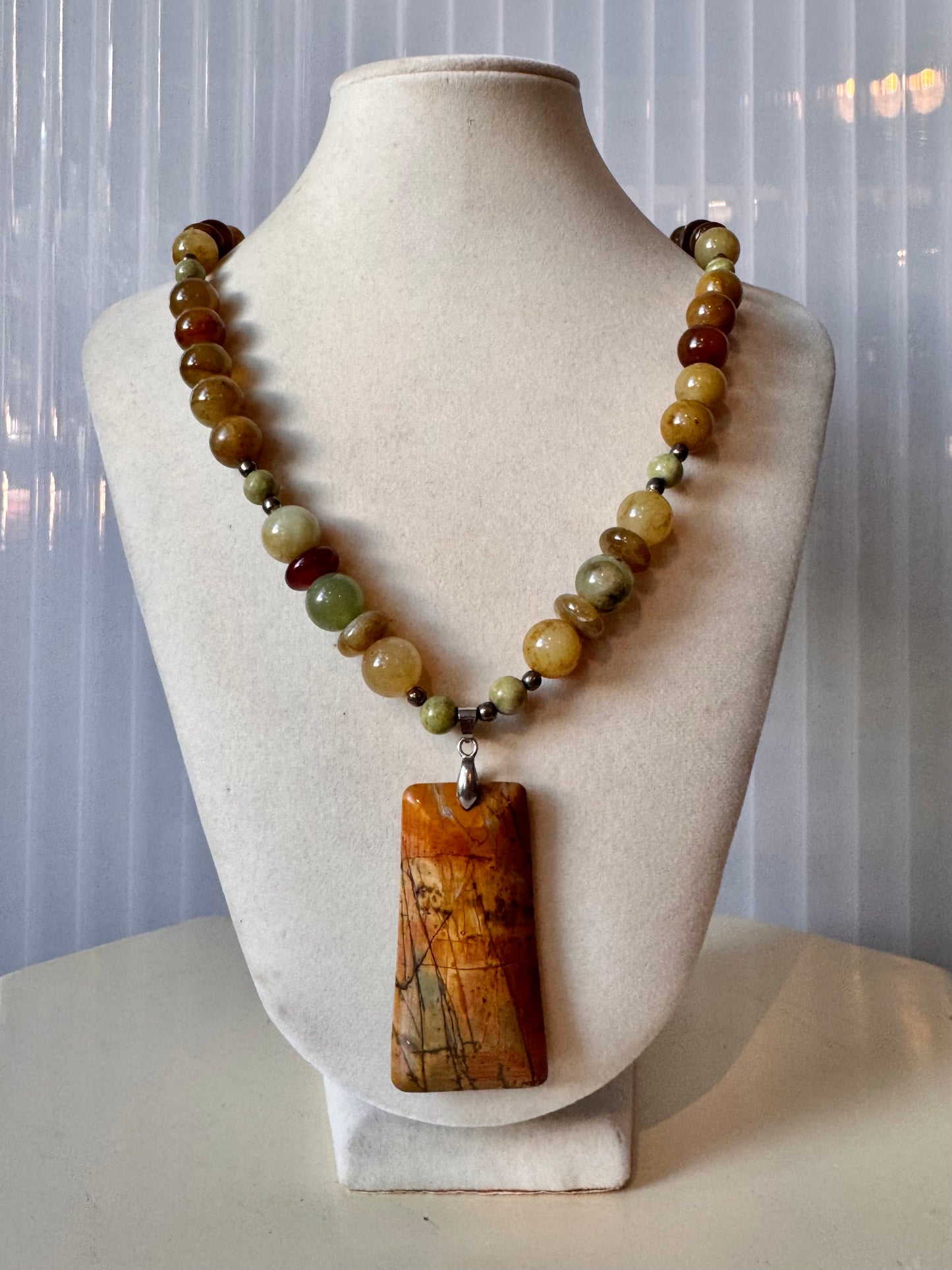 1970s Red Creek Jasper Stone Necklace