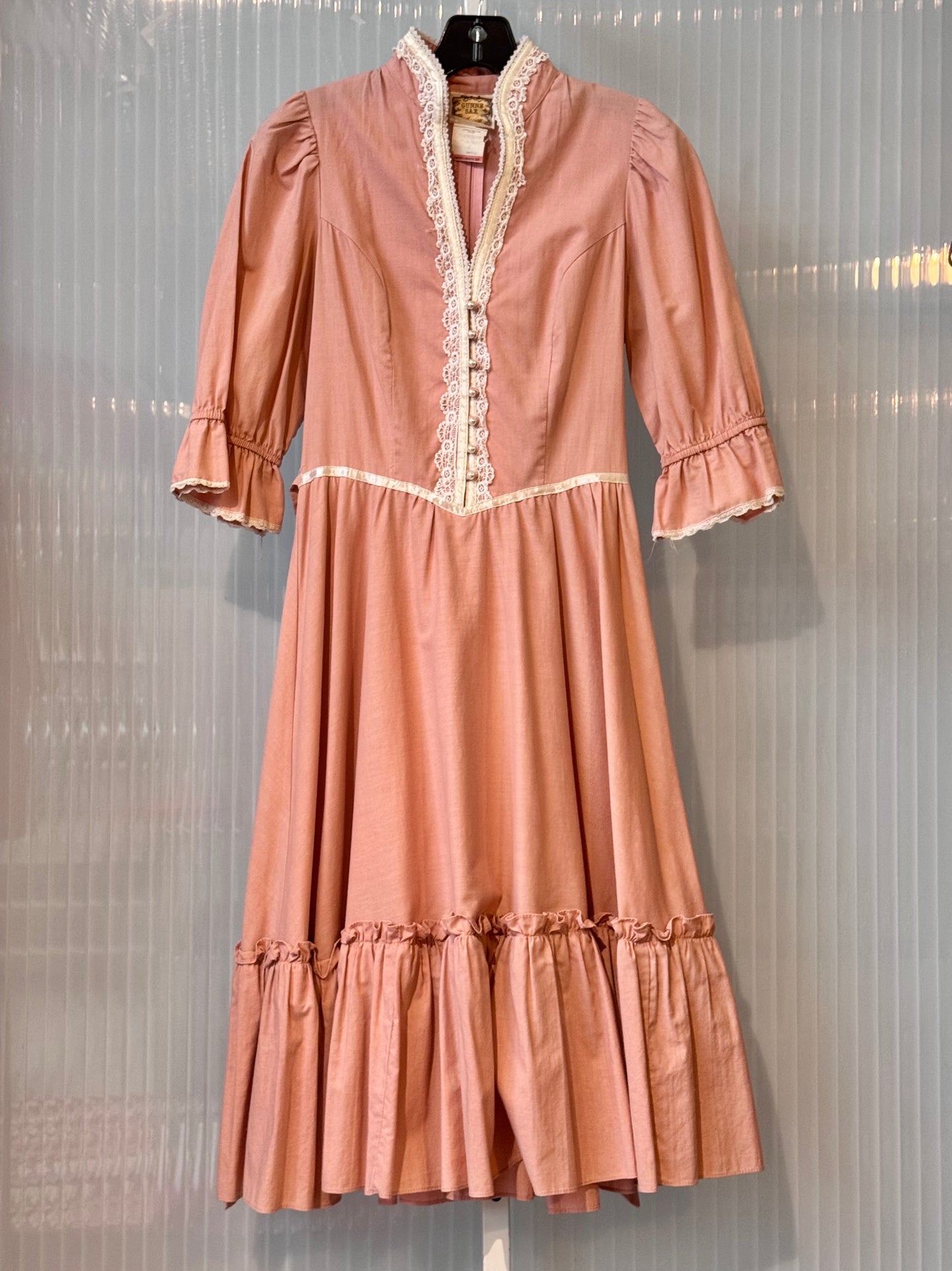 1970s Gunne Sax Pink Prairie Dress