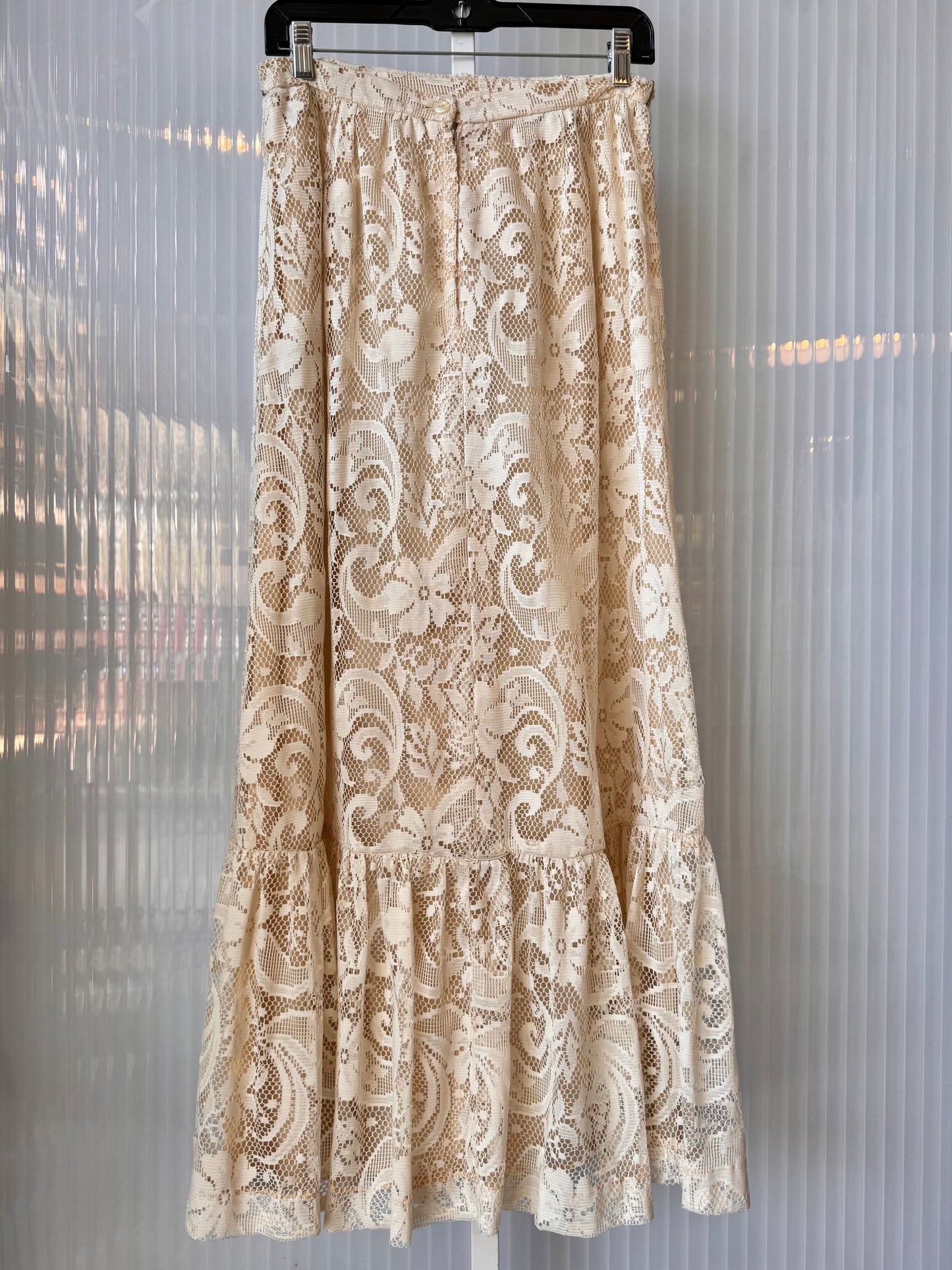 1970s Cream Lace Top & Skirt Set