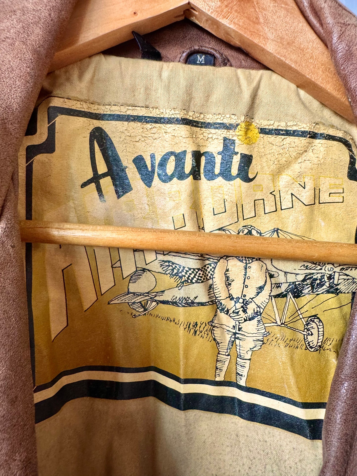 1980s Avanti Airborne Brown Leather Bomber Jacket
