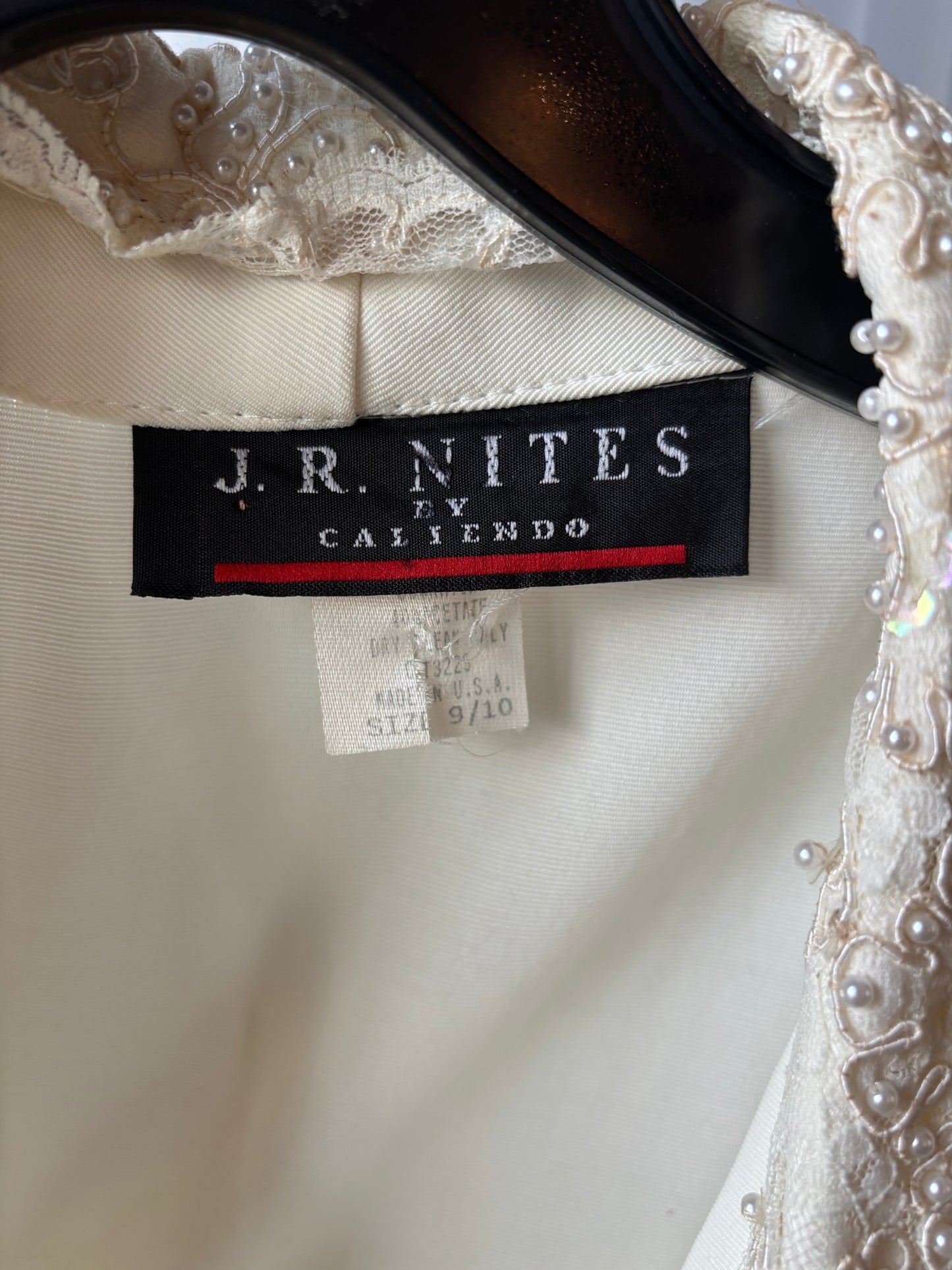 1980s Ivory Jumpsuit w/ Beaded Oversized Lapel