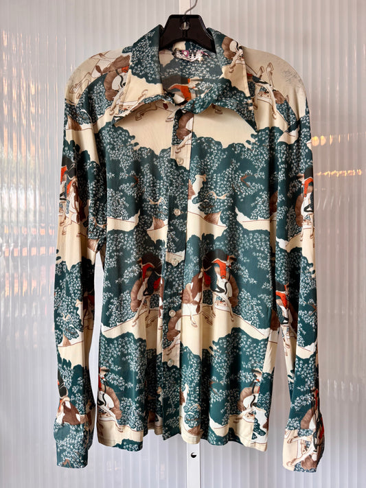 1970s Japanese Print Point Collar Shirt