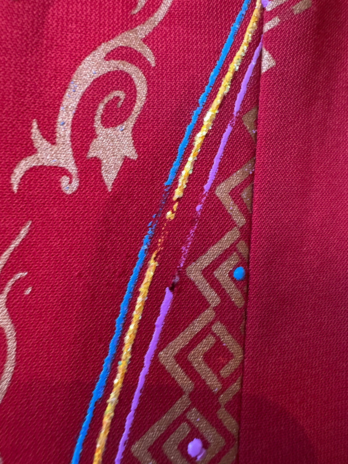 1960s Snowflake Print Scarlet Red Ao Dai