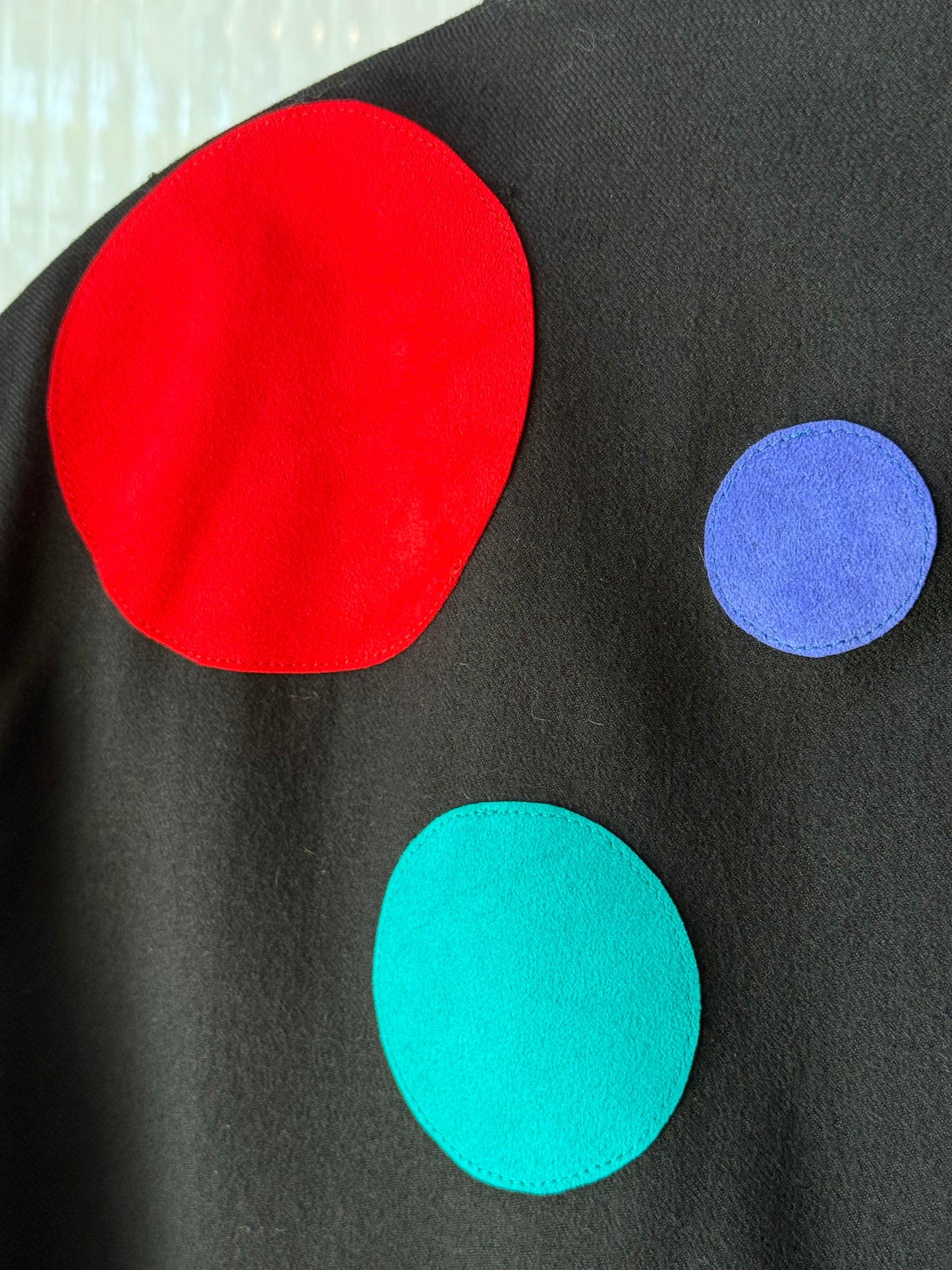 1980s Black Blazer w/ Rainbow Spot Appliques