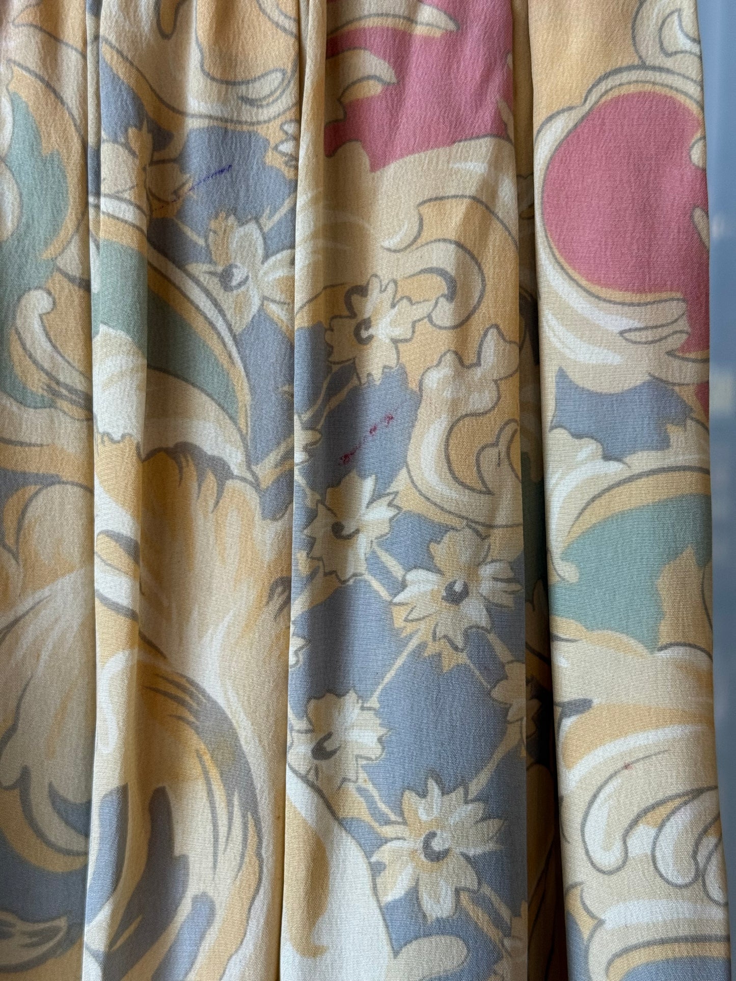 1990s Baroque Print Pastel Silk Liz Claiborne Skirt