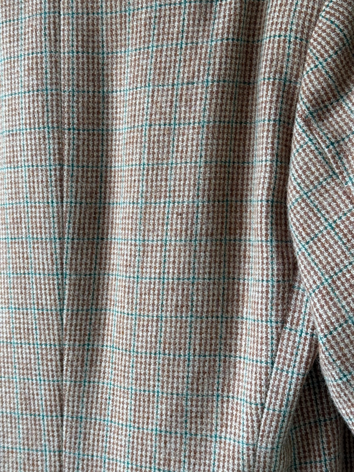 1970s Cream & Green Wool Tweed Suit Set