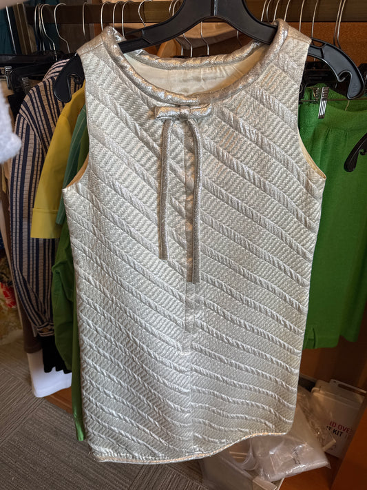 1960s Mod Style Metallic Silver Shift Dress
