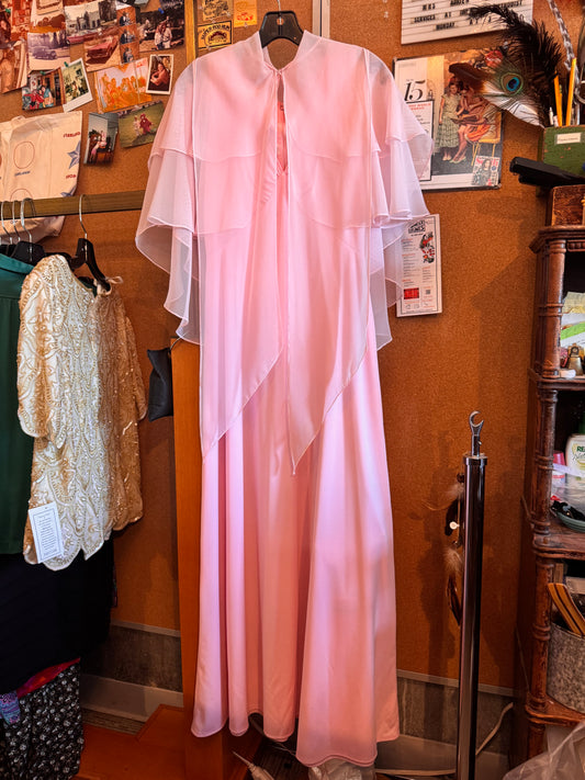 1960s Pink Dress + Sheer Shawl Set