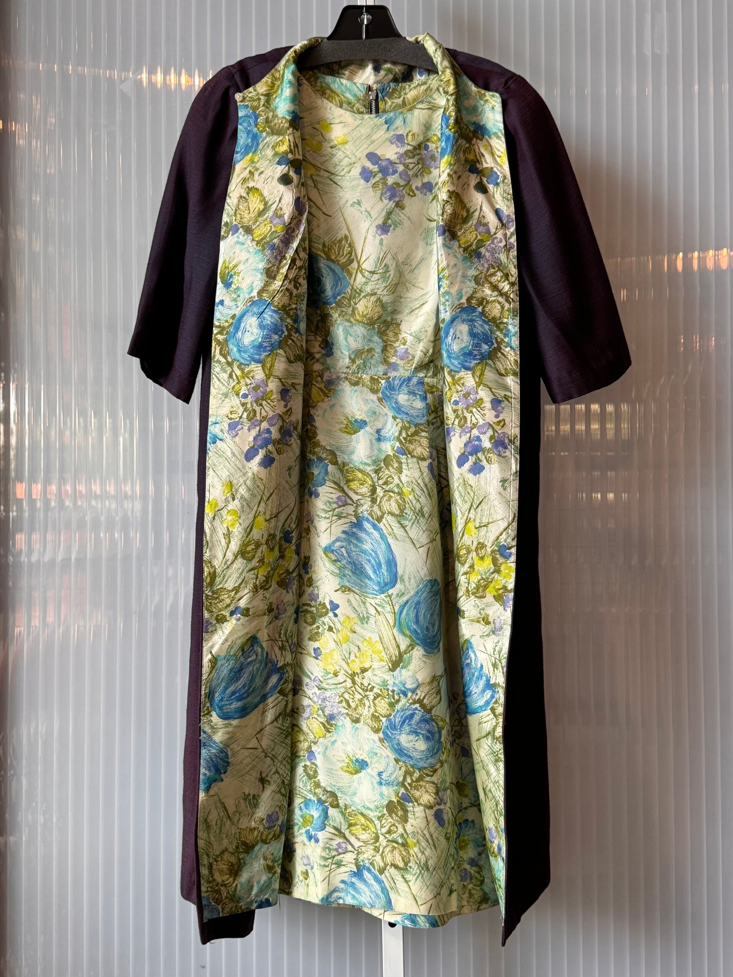1940s? Green & Blue Floral Dress & Jacket Set